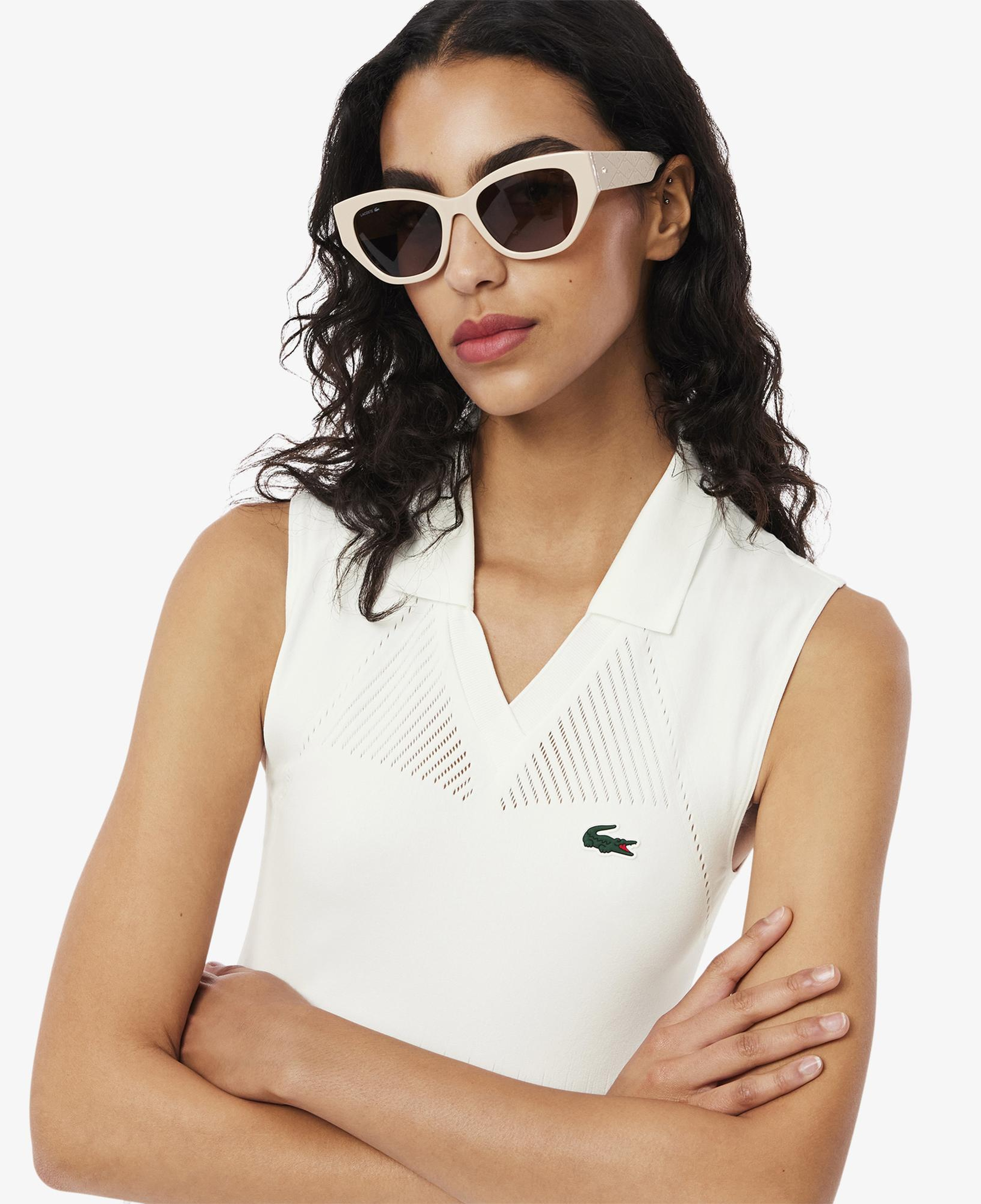 Kadın Kolsuz V Yaka Beyaz Elbise