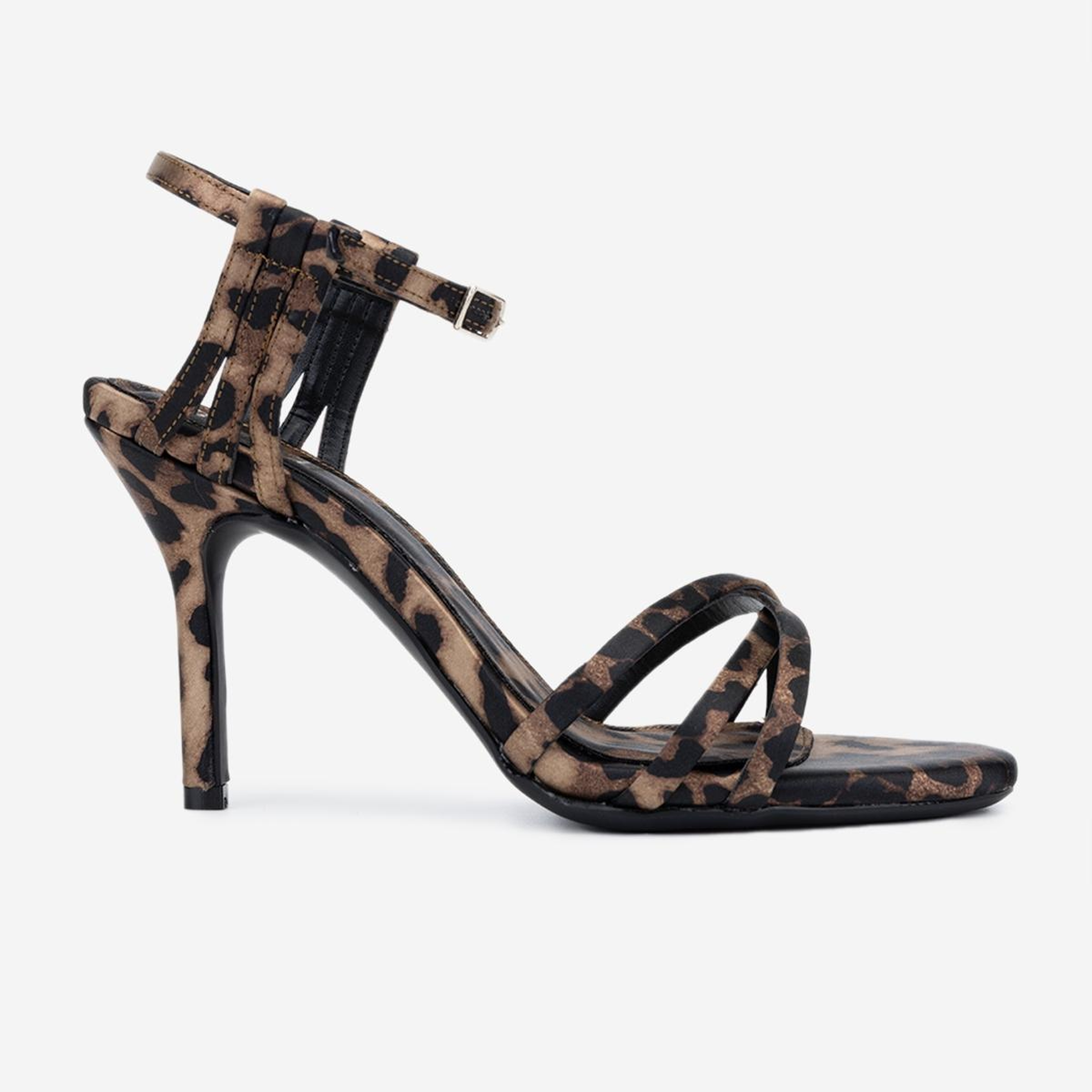 Valmenti Kadın Suni Deri Leopar Topuklu Sandalet