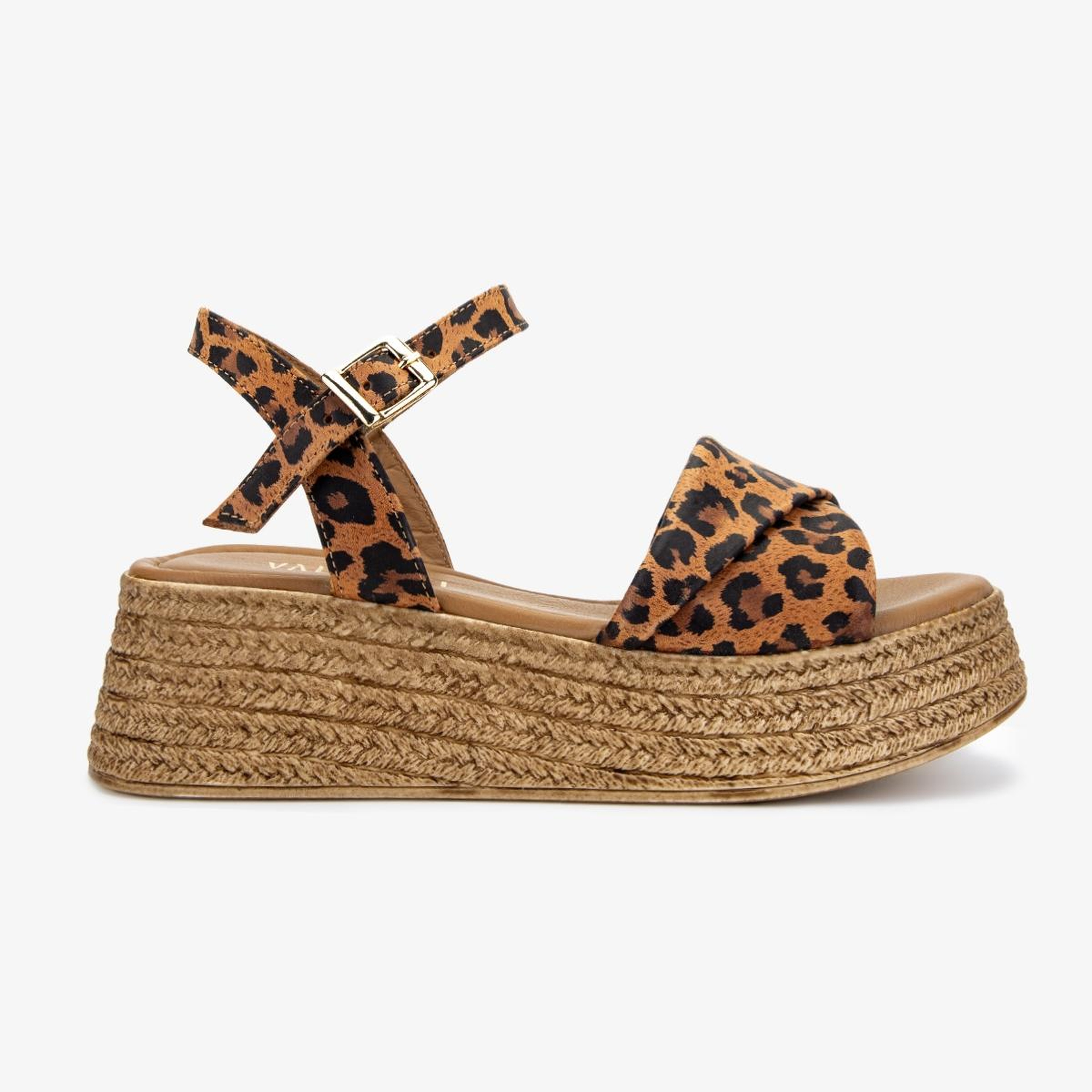 Valmenti Kadın Hakiki Deri Taba Leopar Sandalet