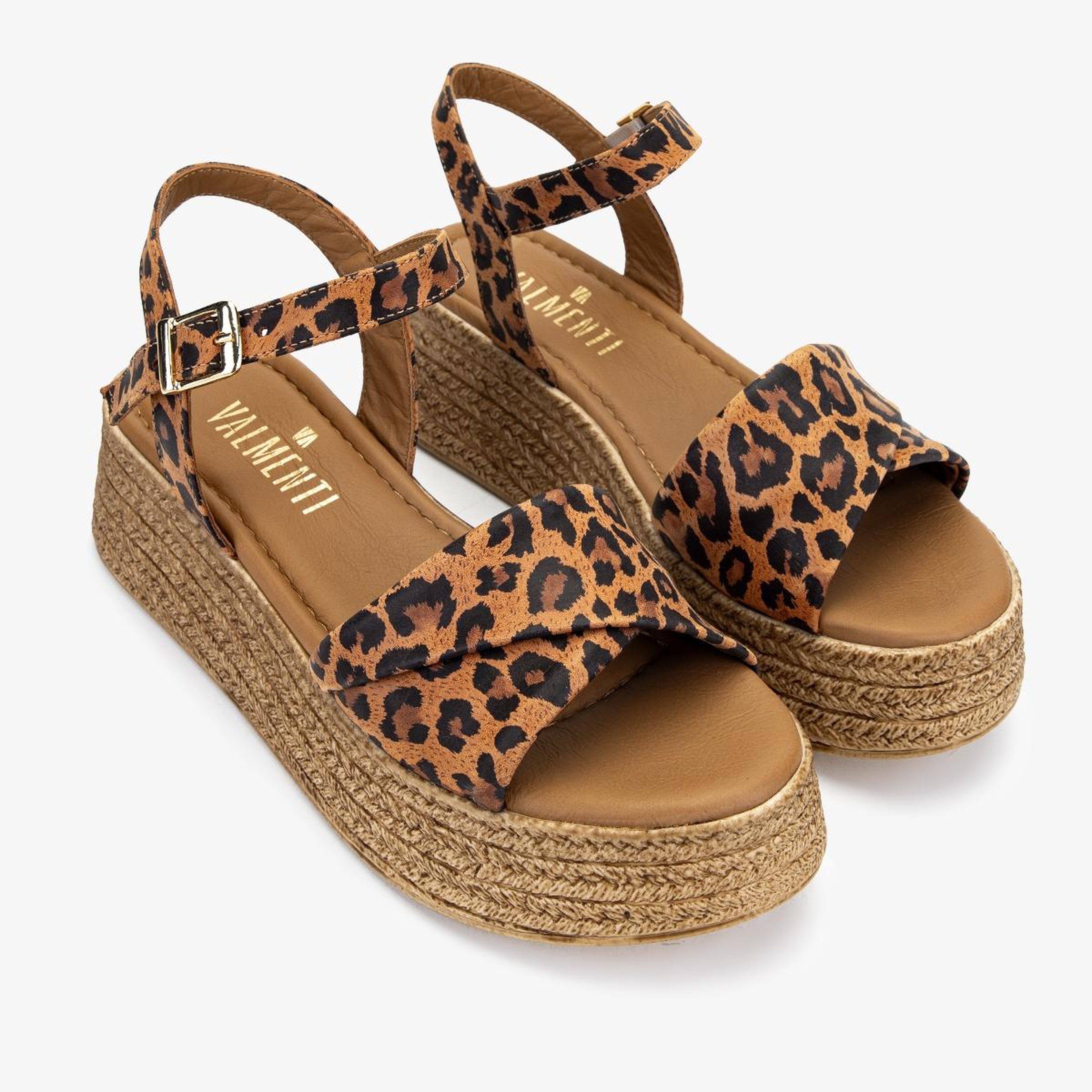 Valmenti Kadın Hakiki Deri Taba Leopar Sandalet