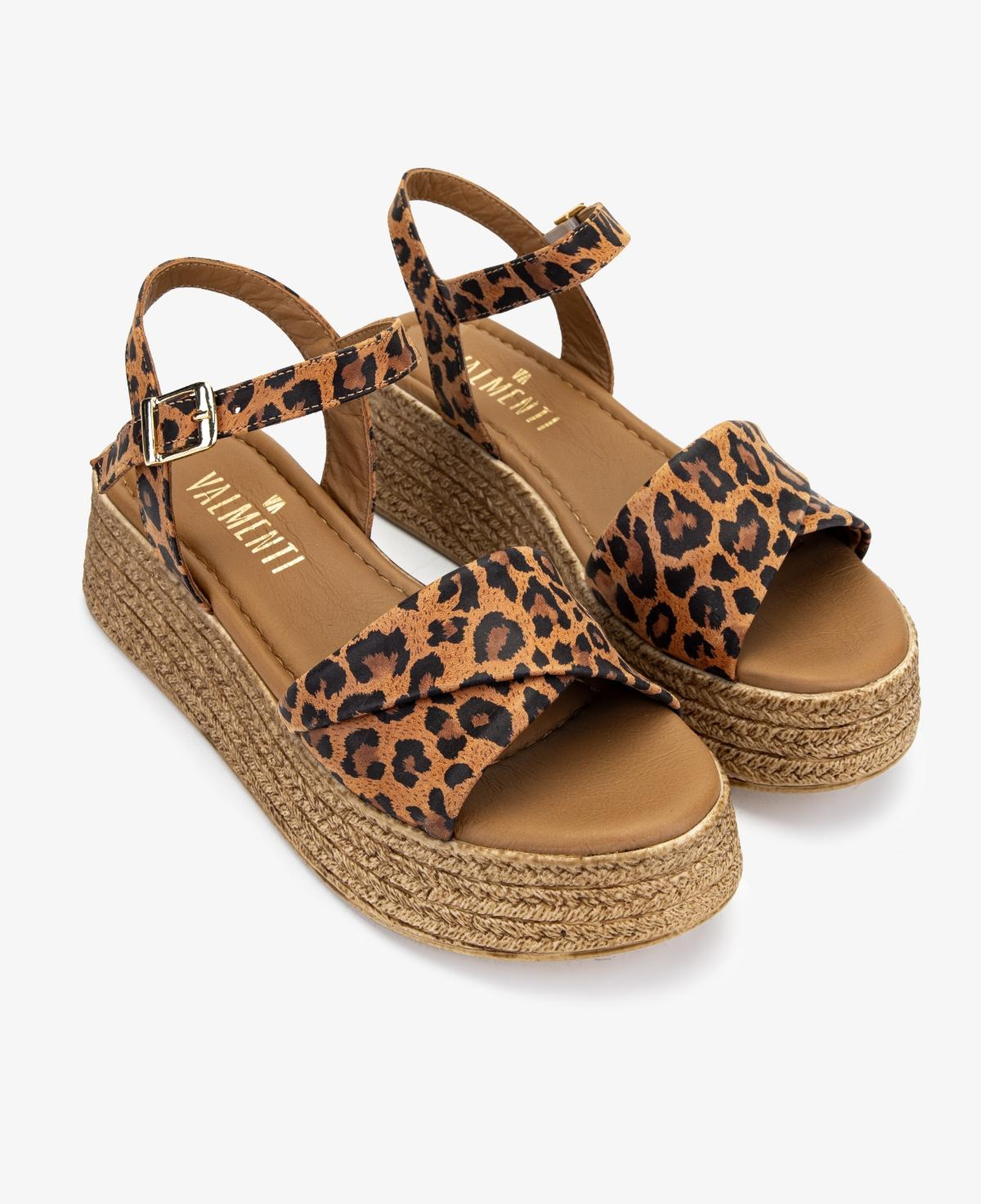 Valmenti Kadın Hakiki Deri Taba Leopar Sandalet