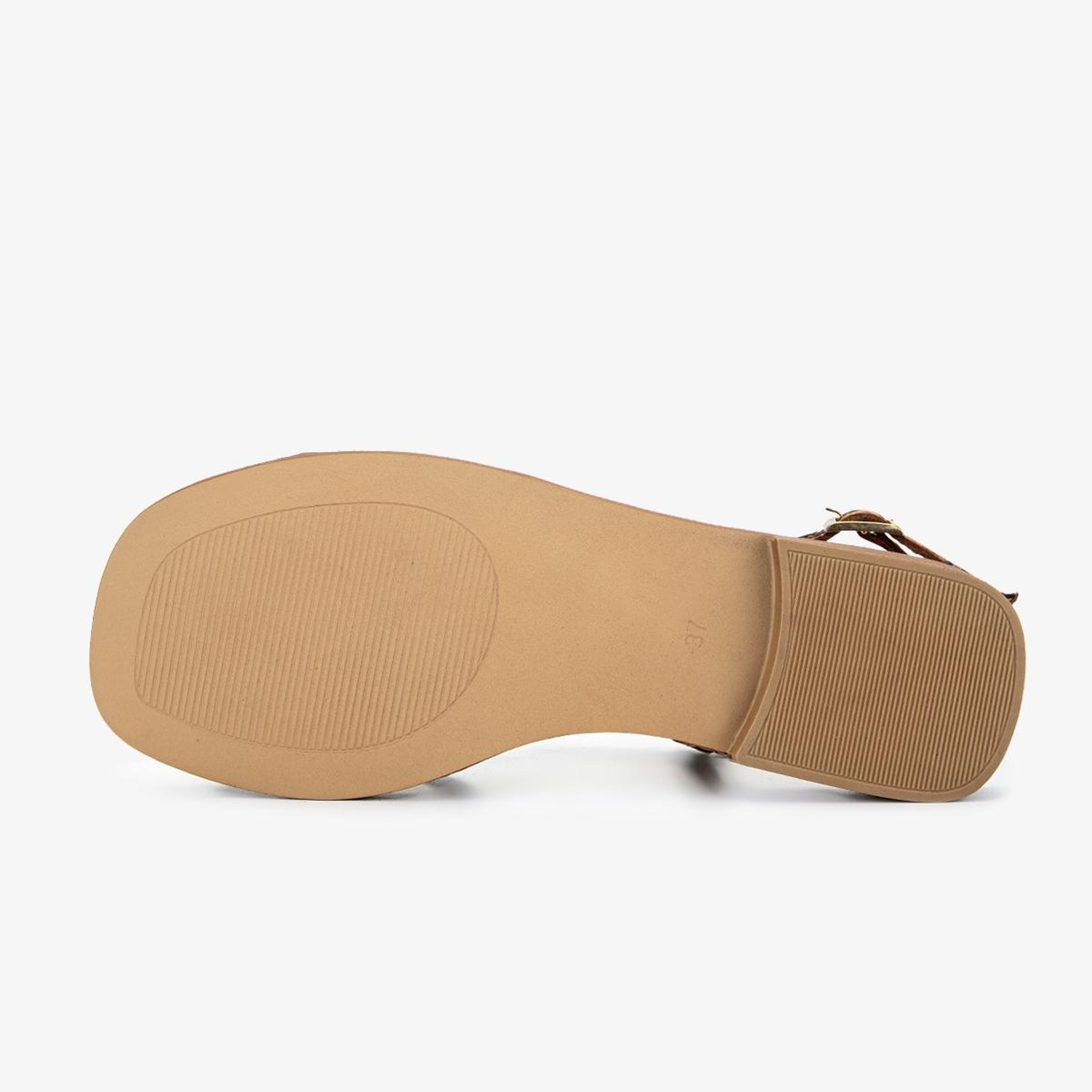 Valmenti Kadın Hakiki Deri Taba Leopar Düz Sandalet