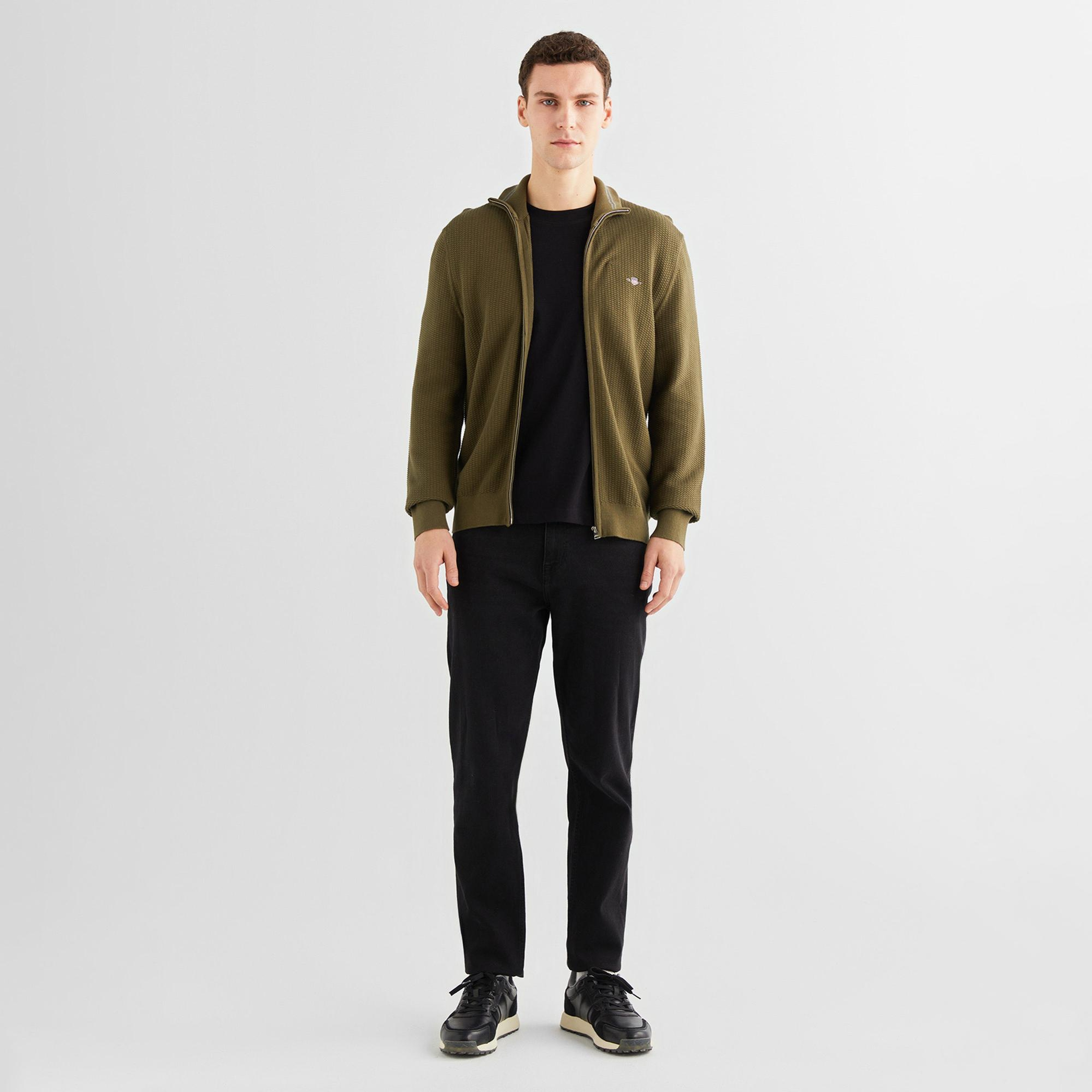 GANT Erkek Yeşil Regular Fit Fermuarlı Hırka