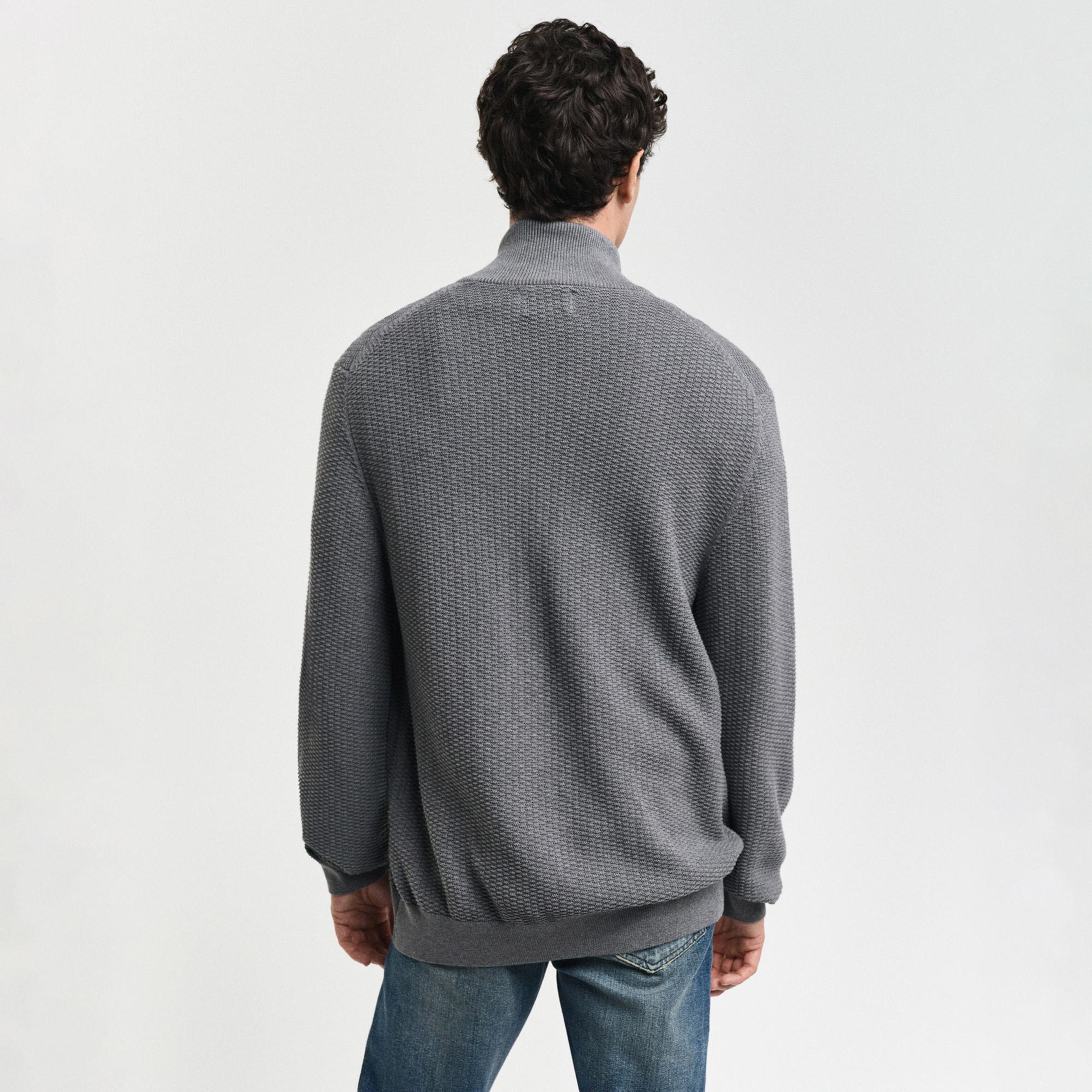 GANT Erkek Gri Regular Fit Fermuarlı Hırka