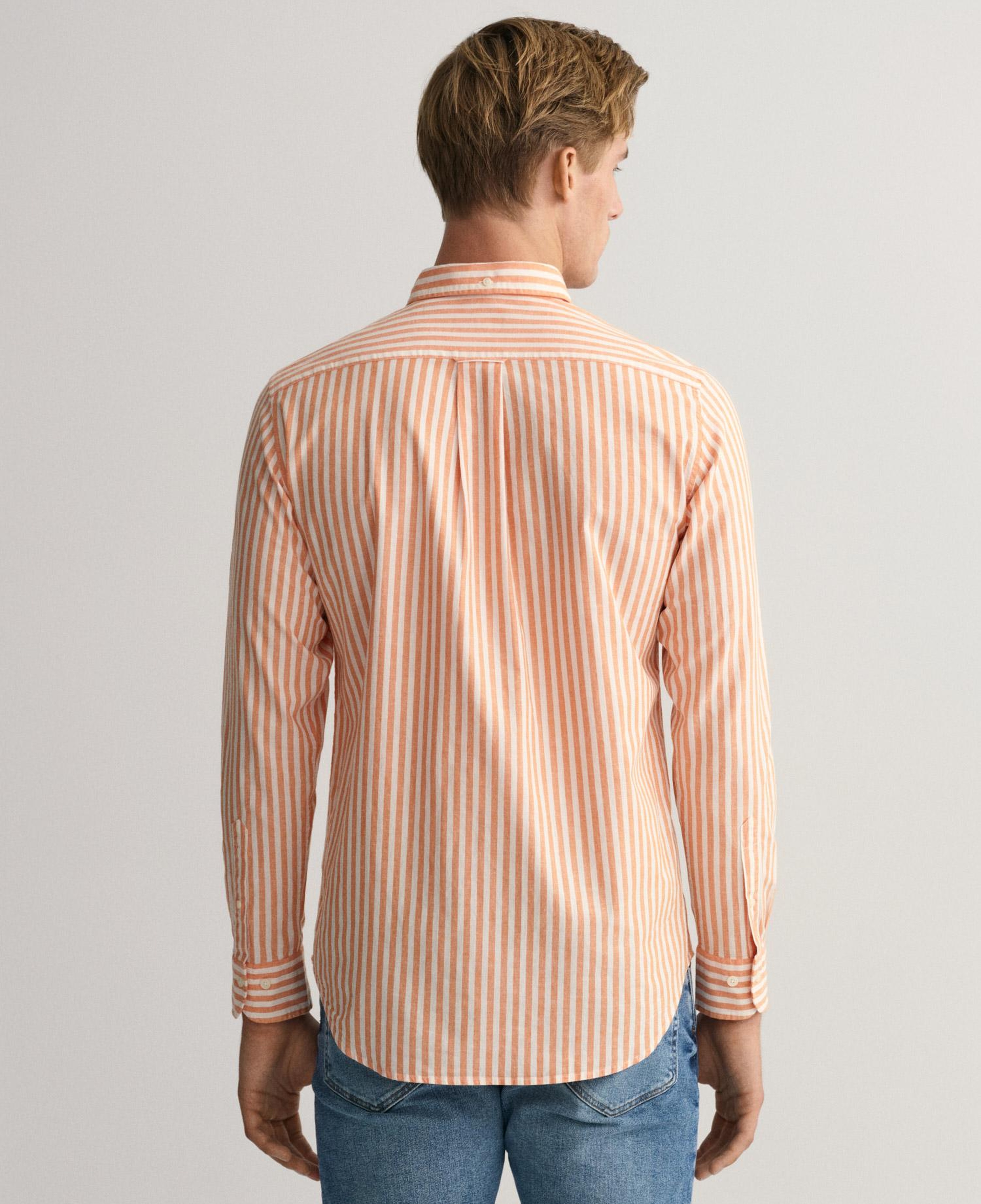 GANT Erkek Turuncu Regular Fit Düğmeli Yaka Çizgili Gömlek