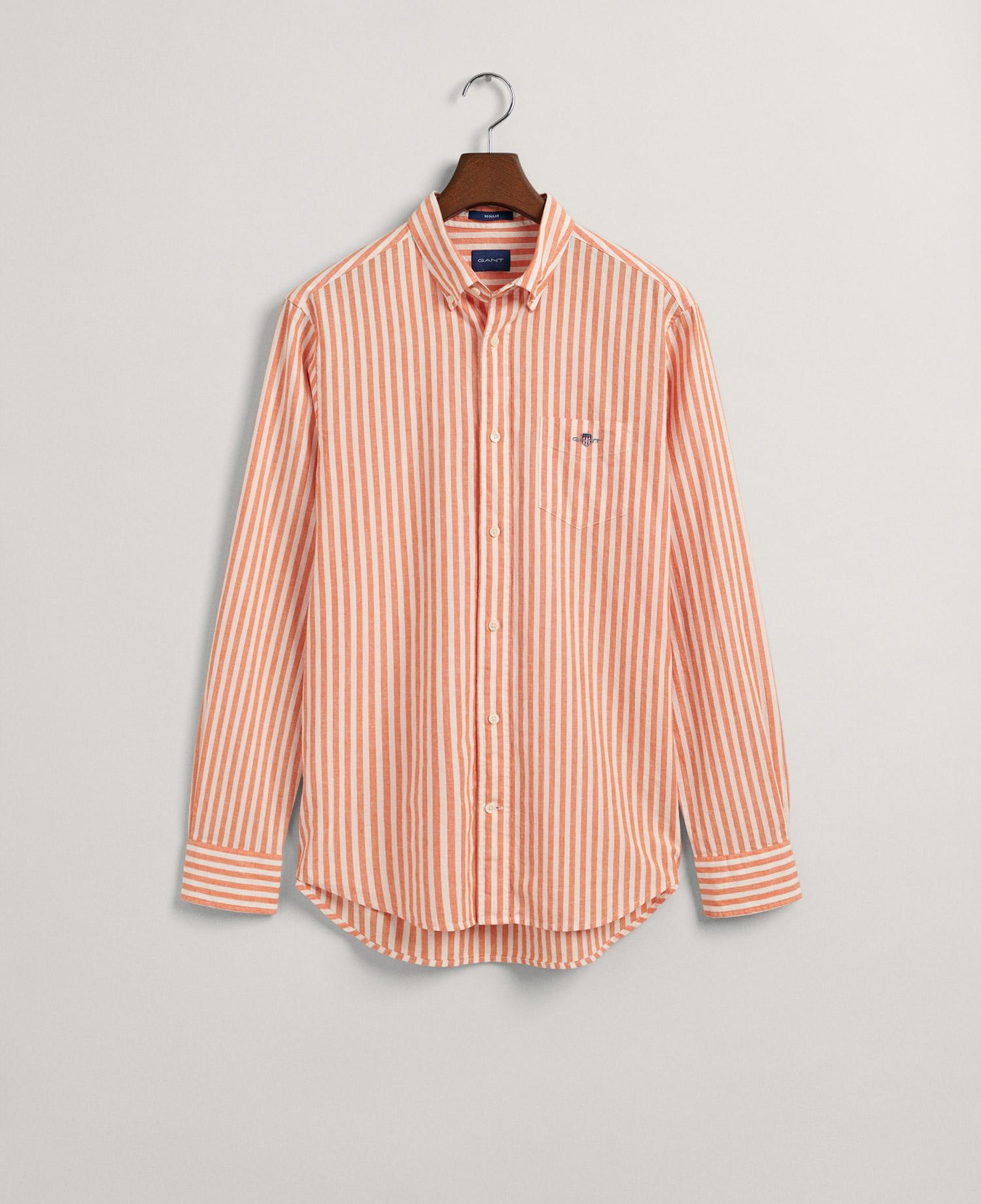 GANT Erkek Turuncu Regular Fit Düğmeli Yaka Çizgili Gömlek