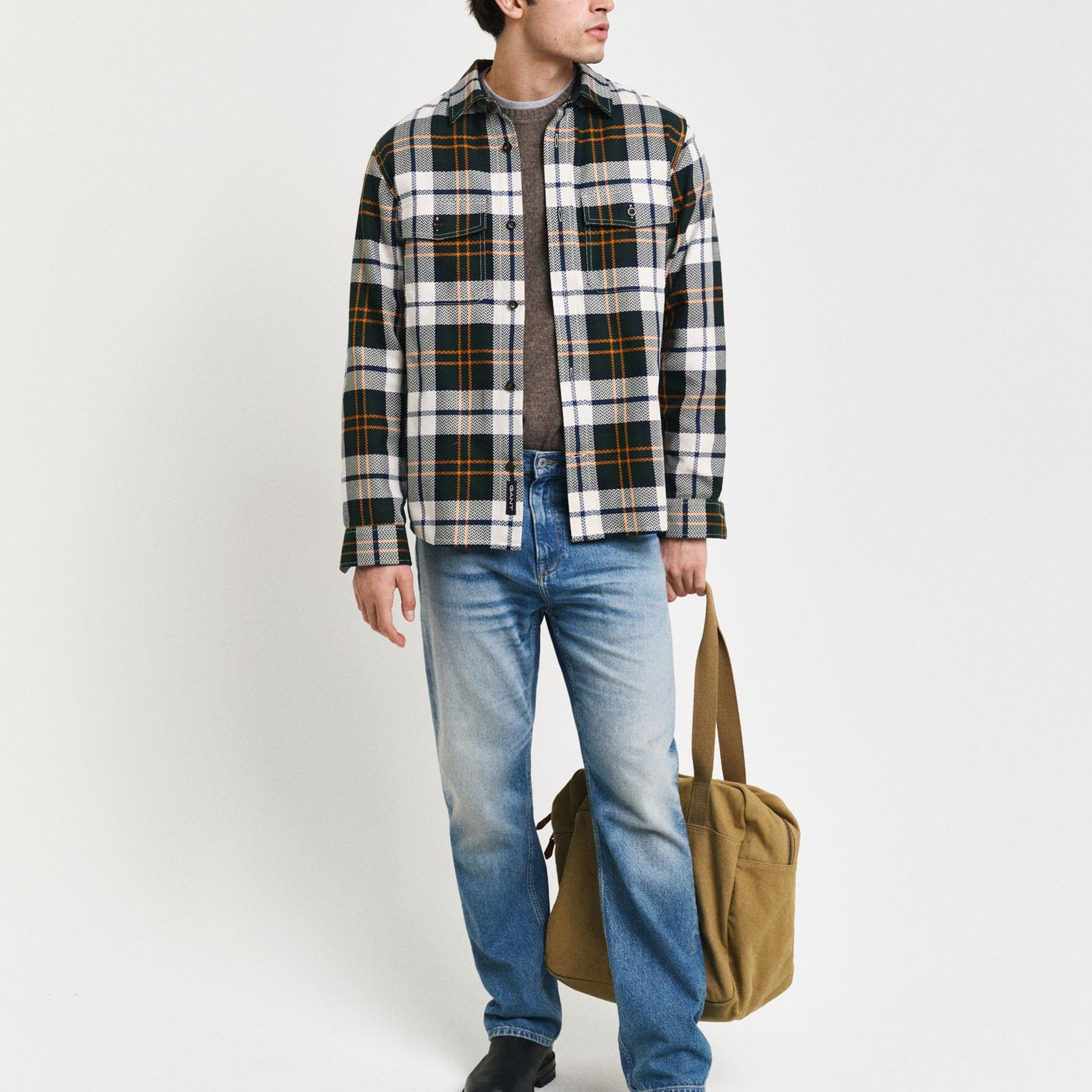 GANT Erkek Yeşil Regular Fit Kareli Gömlek