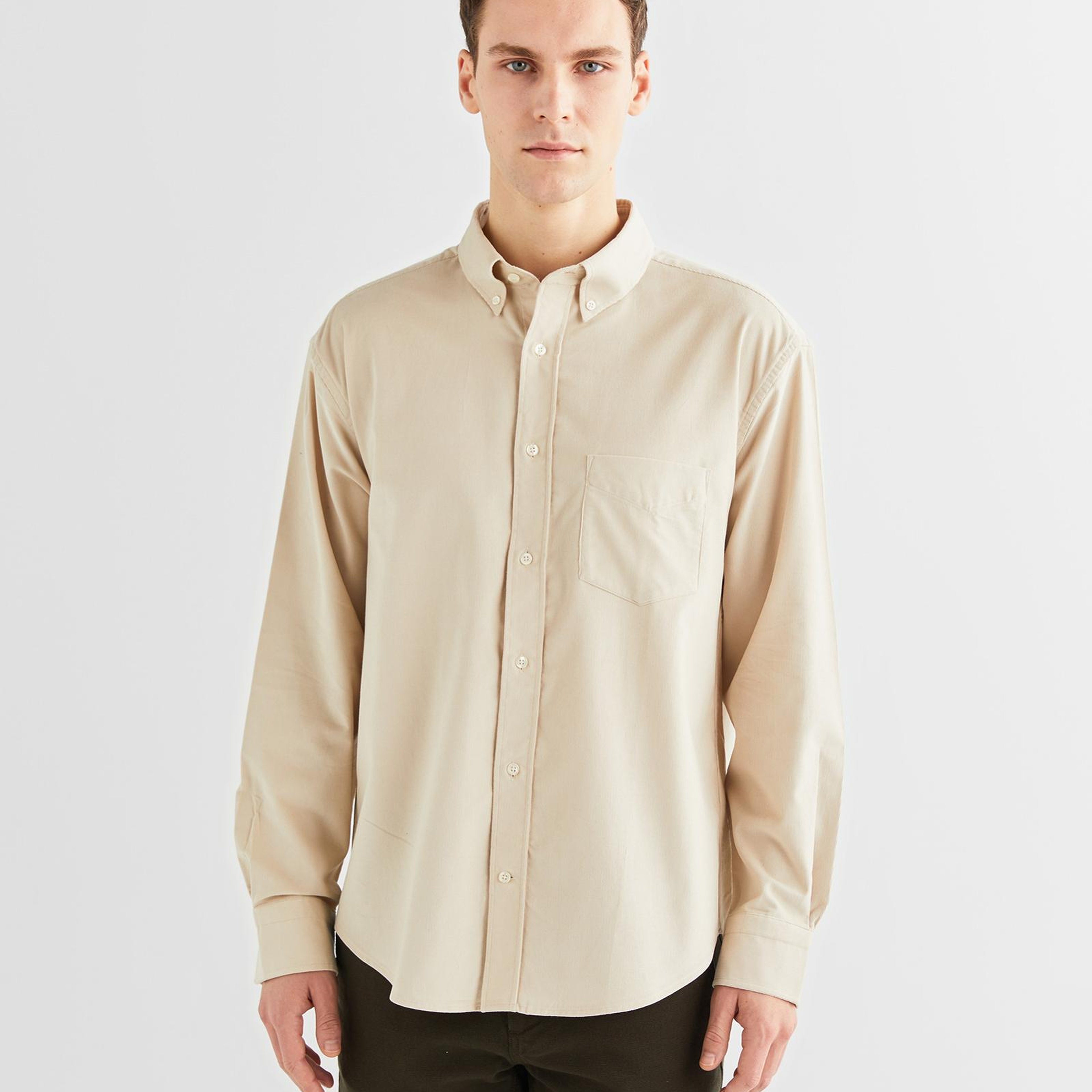 GANT Erkek Bej Relaxed Fit Düğmeli Yaka Gömlek