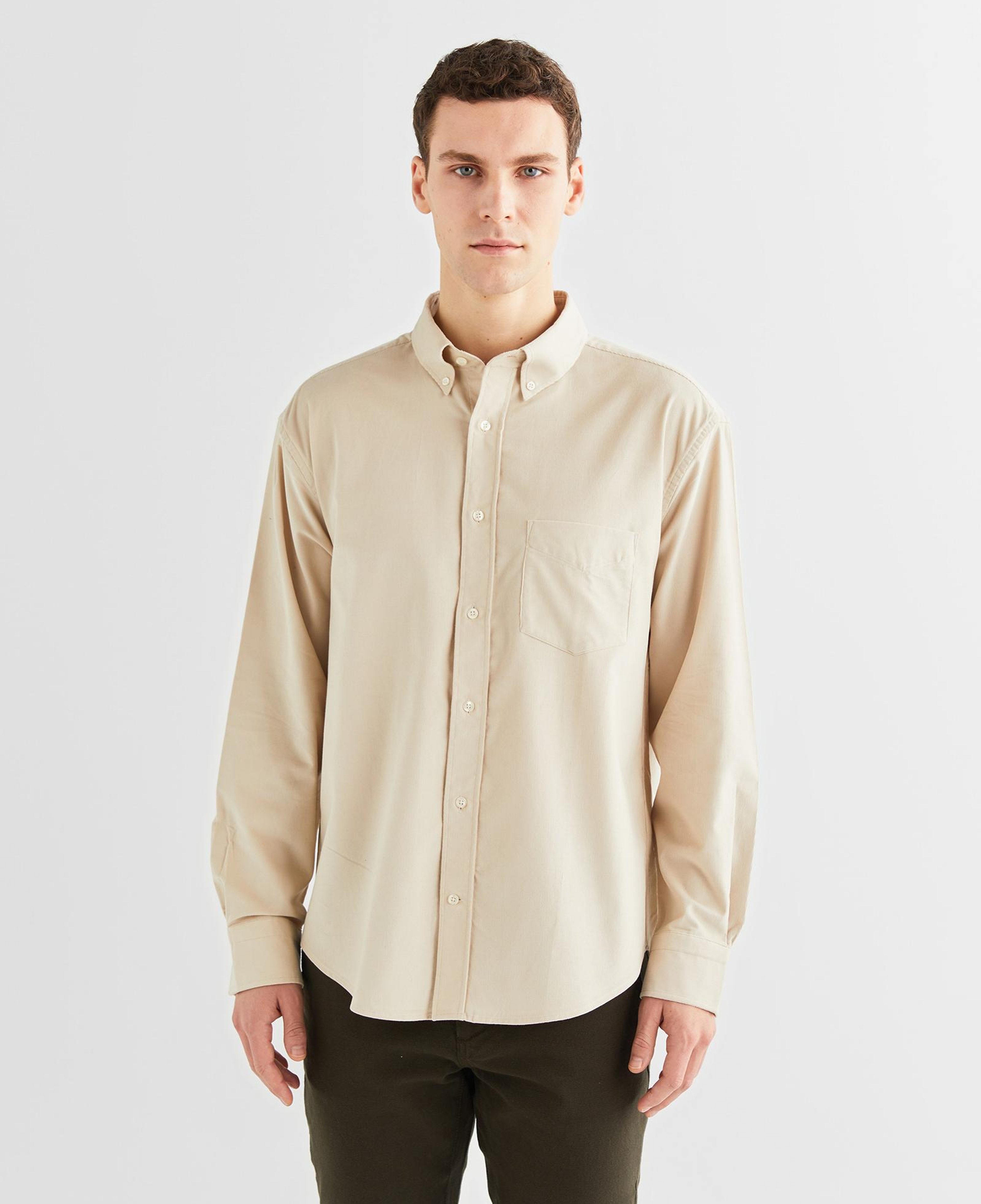 GANT Erkek Bej Relaxed Fit Düğmeli Yaka Gömlek