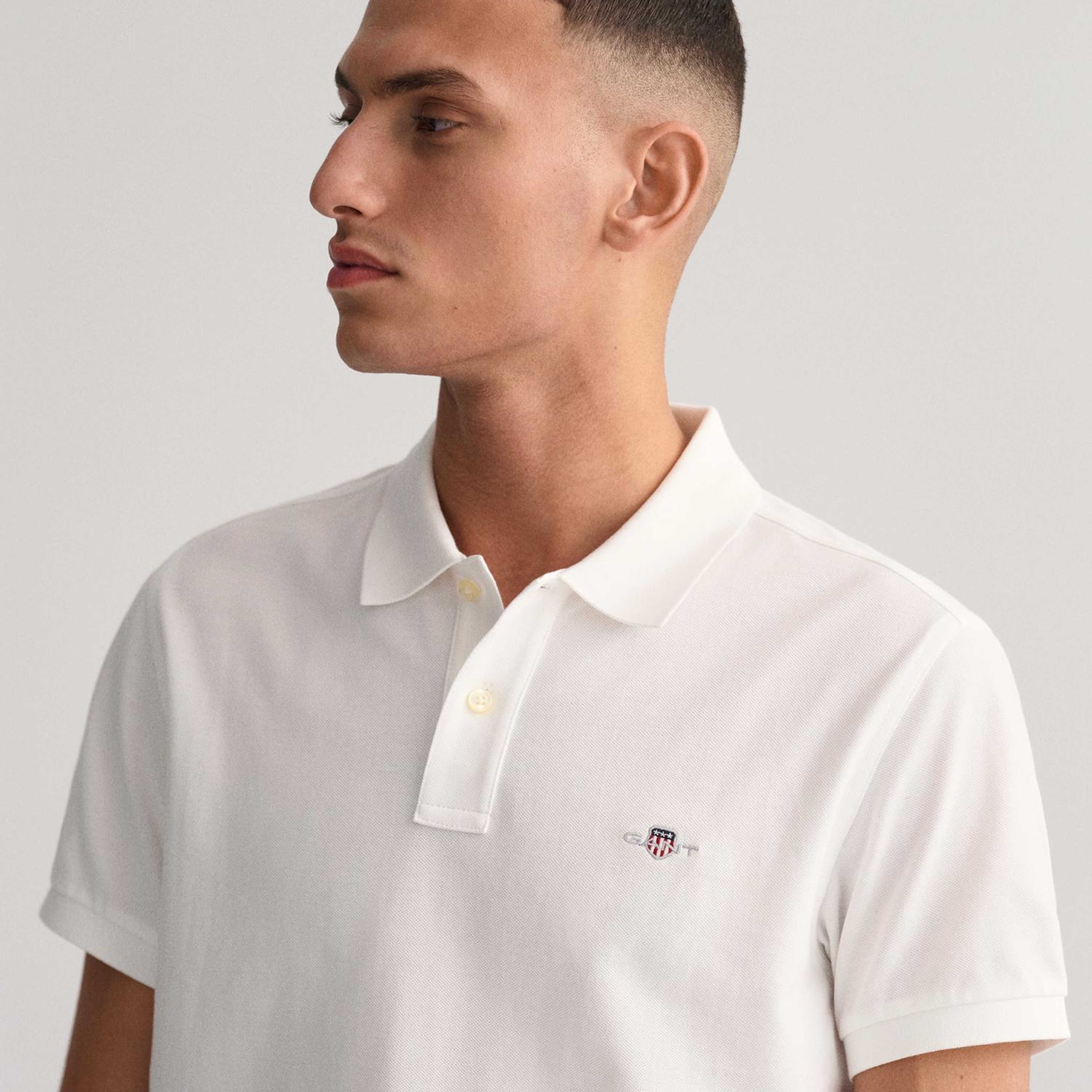 GANT Erkek Beyaz Slim Fit Polo