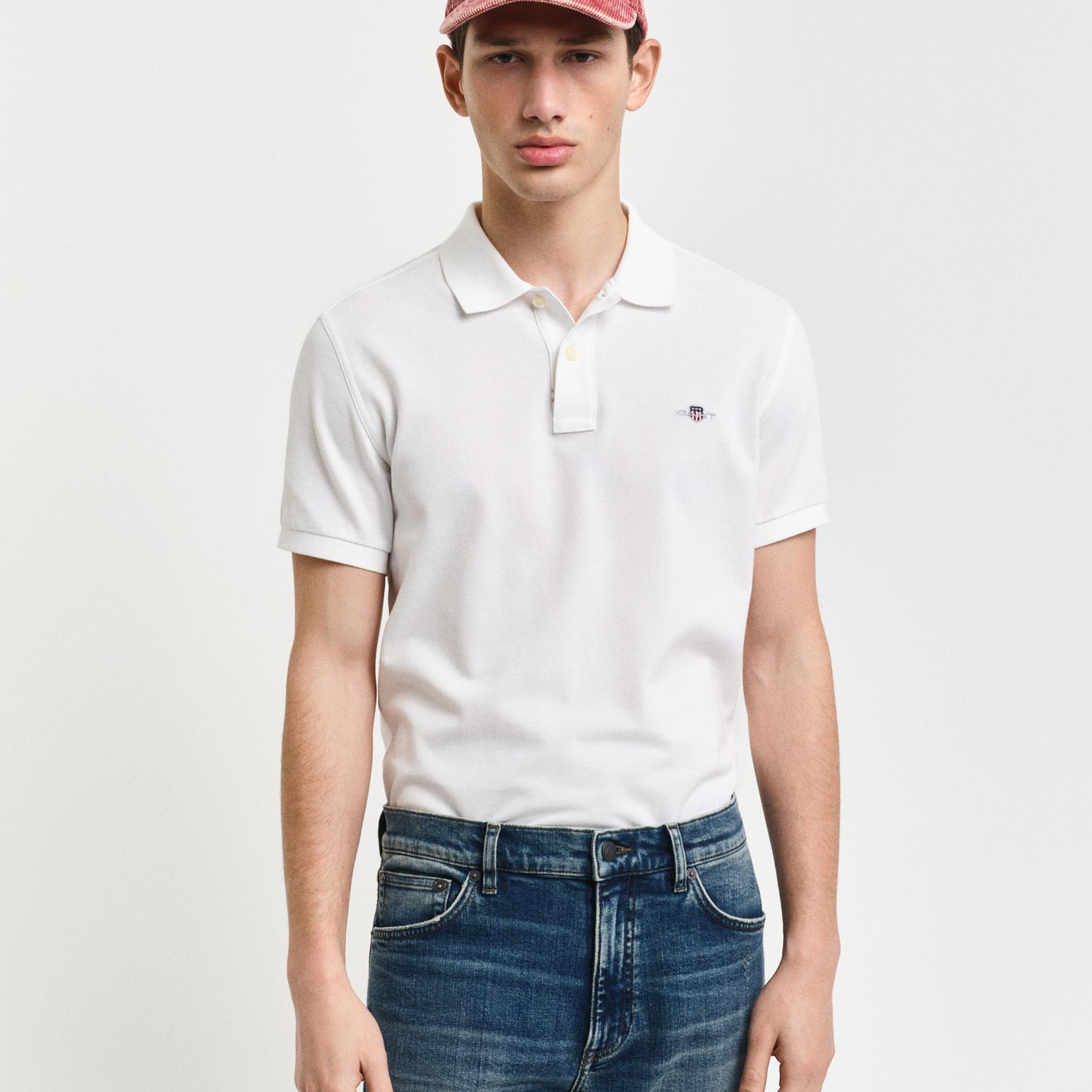 GANT Erkek Beyaz Slim Fit Polo