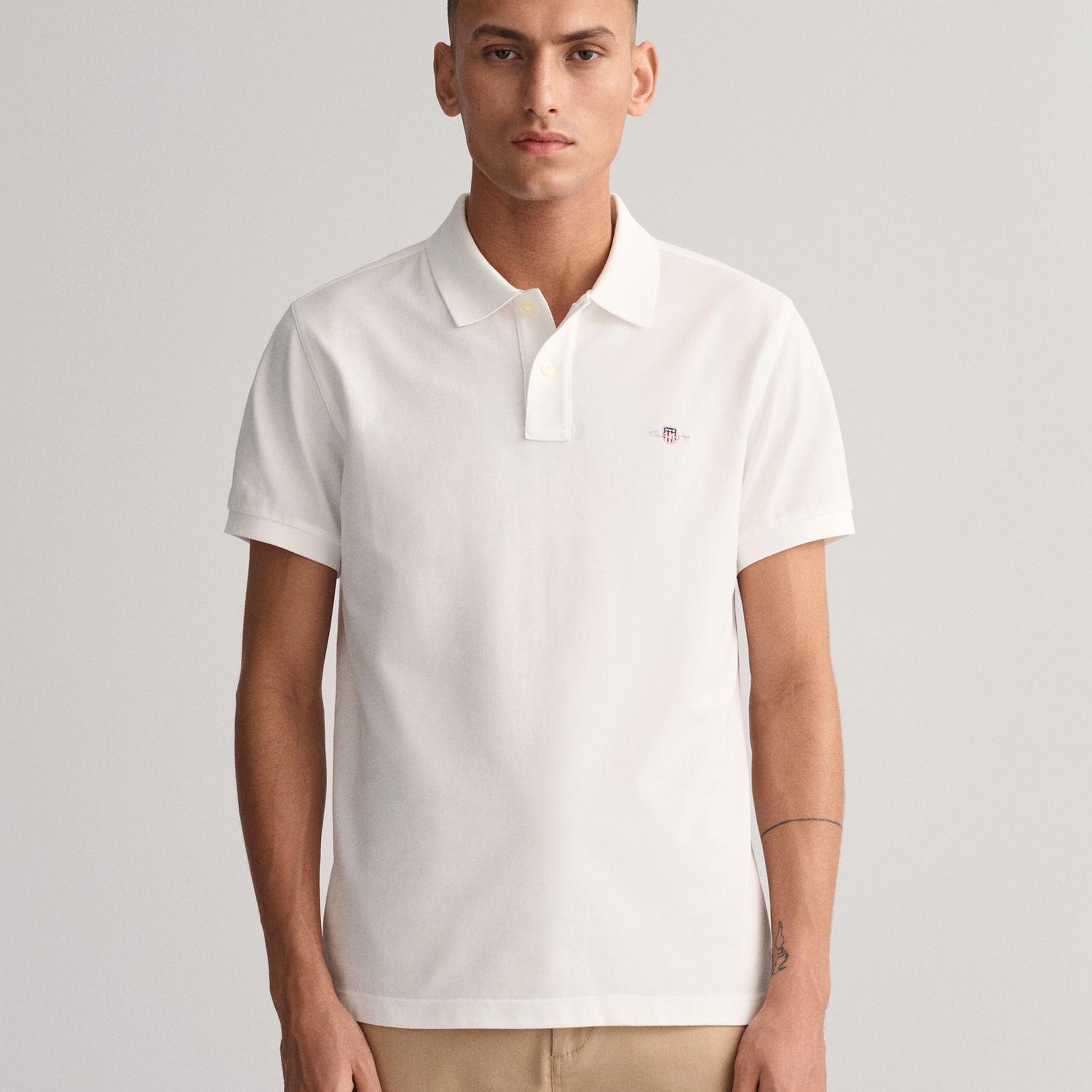 GANT Erkek Beyaz Slim Fit Polo