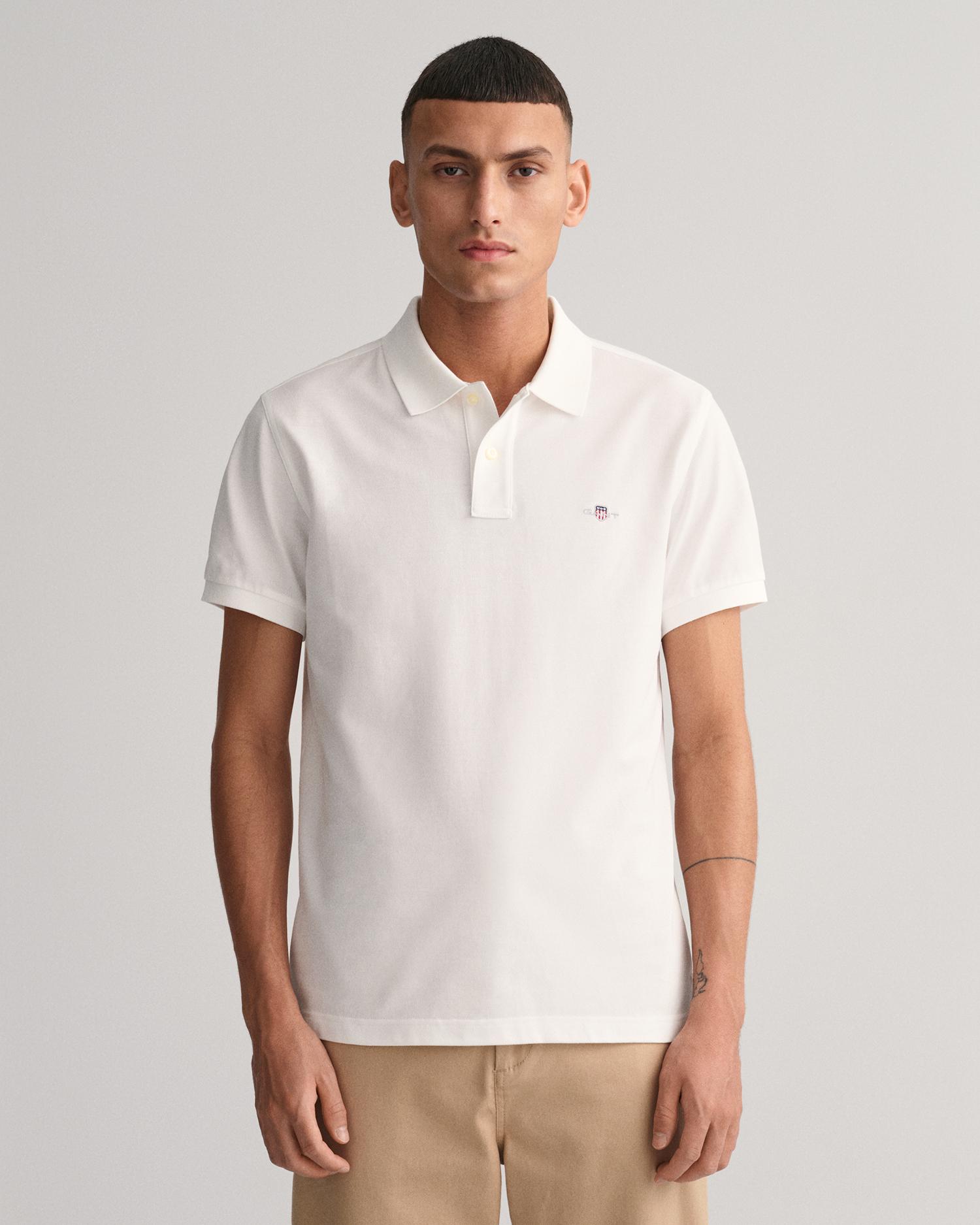 GANT Erkek Beyaz Slim Fit Polo
