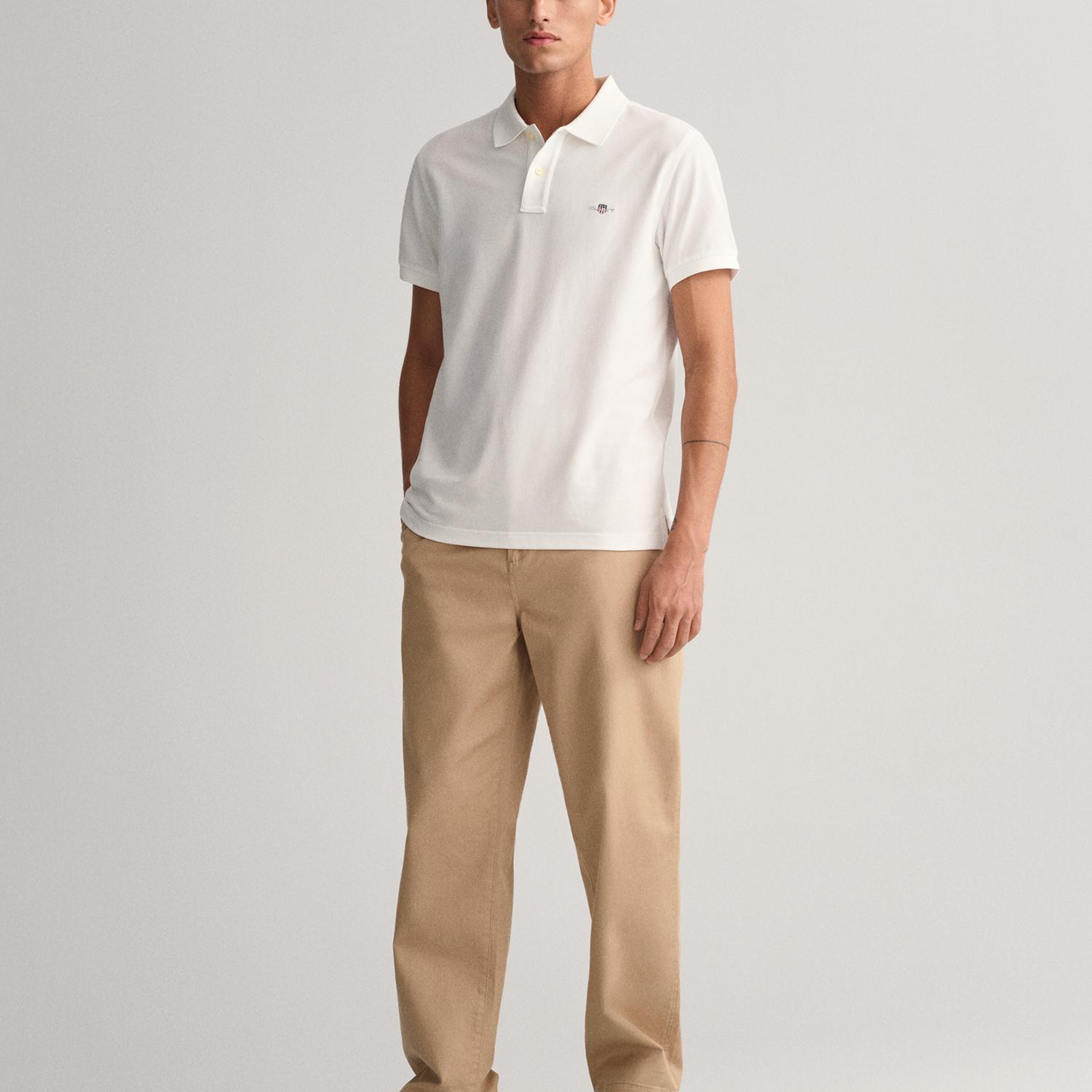 GANT Erkek Beyaz Slim Fit Polo