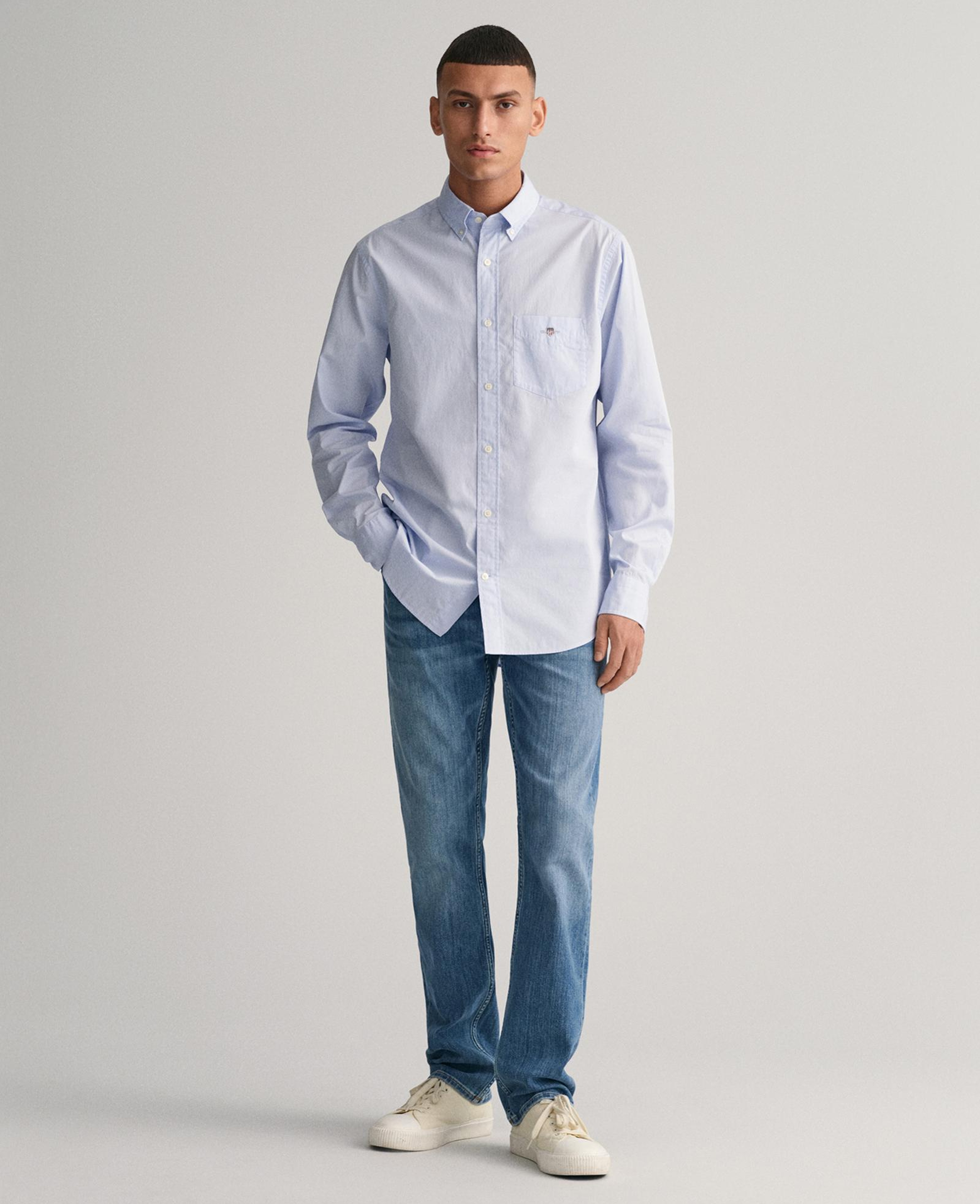 GANT Erkek Mavi Regular Fit Logolu Gömlek