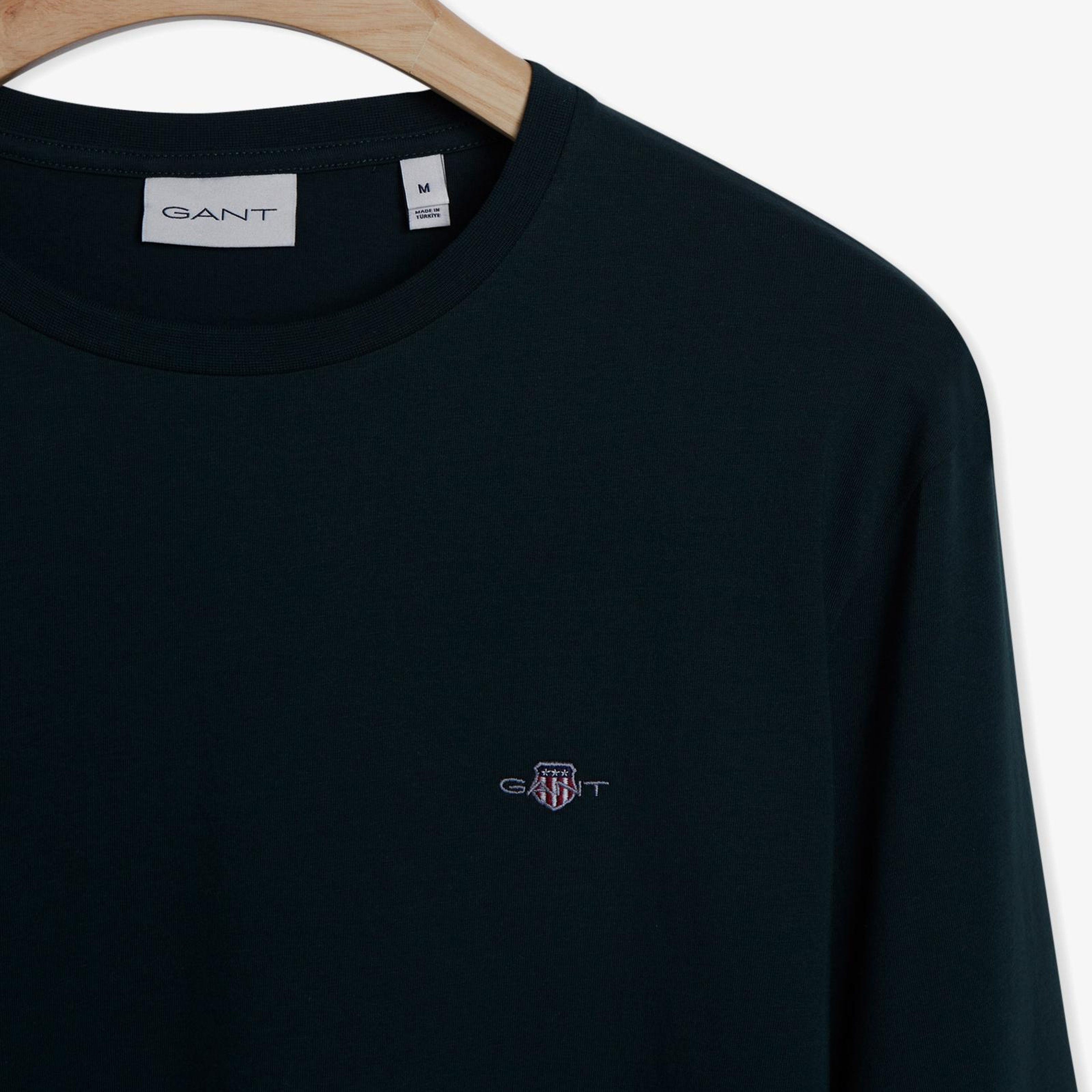 GANT Erkek Yeşil Regular Fit Bisiklet Yaka Uzun Kollu T-Shirt