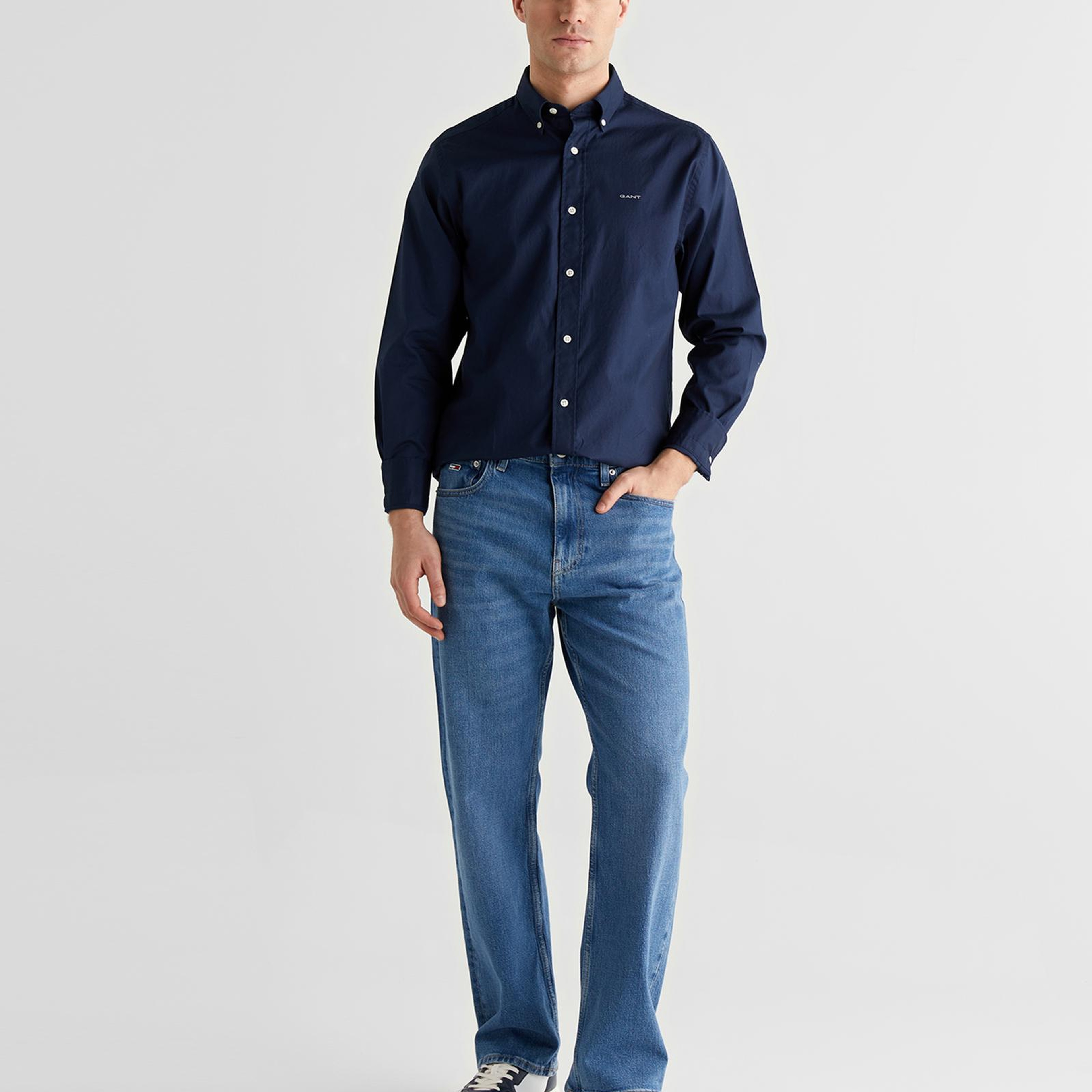 GANT Erkek Lacivert Regular Fit Düğmeli Yaka Oxford Gömlek