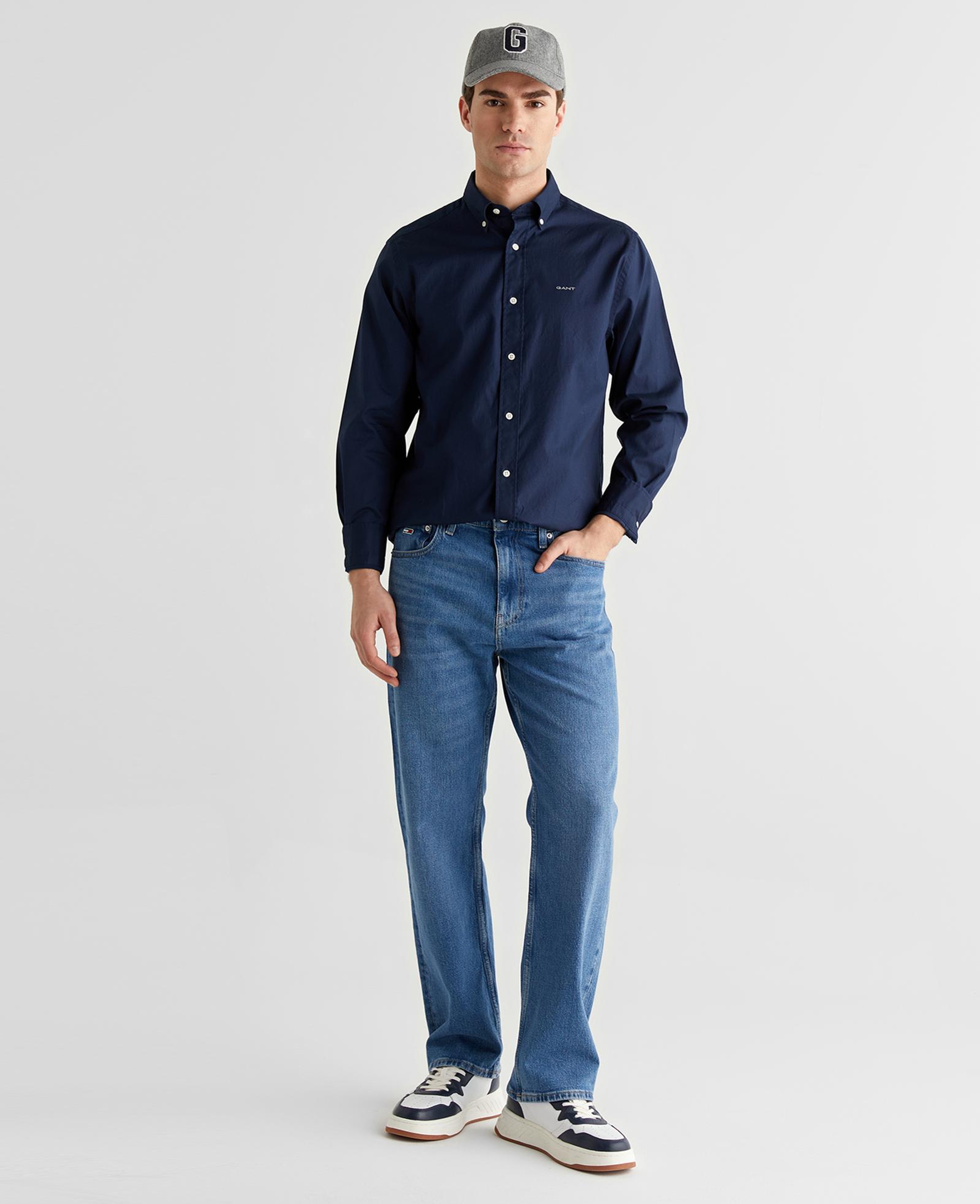 GANT Erkek Lacivert Regular Fit Düğmeli Yaka Oxford Gömlek