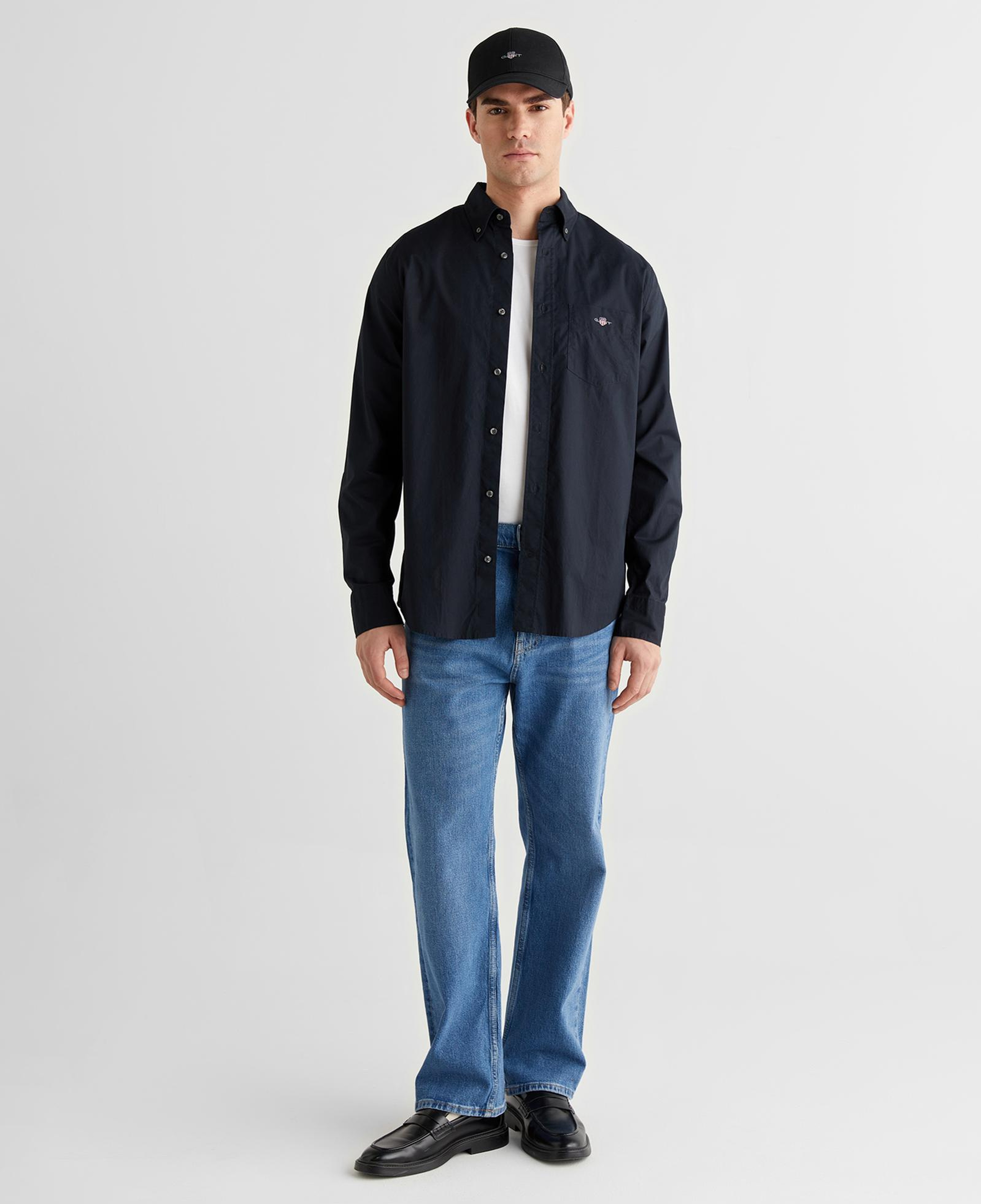 GANT Erkek Siyah Regular Fit Logolu Gömlek