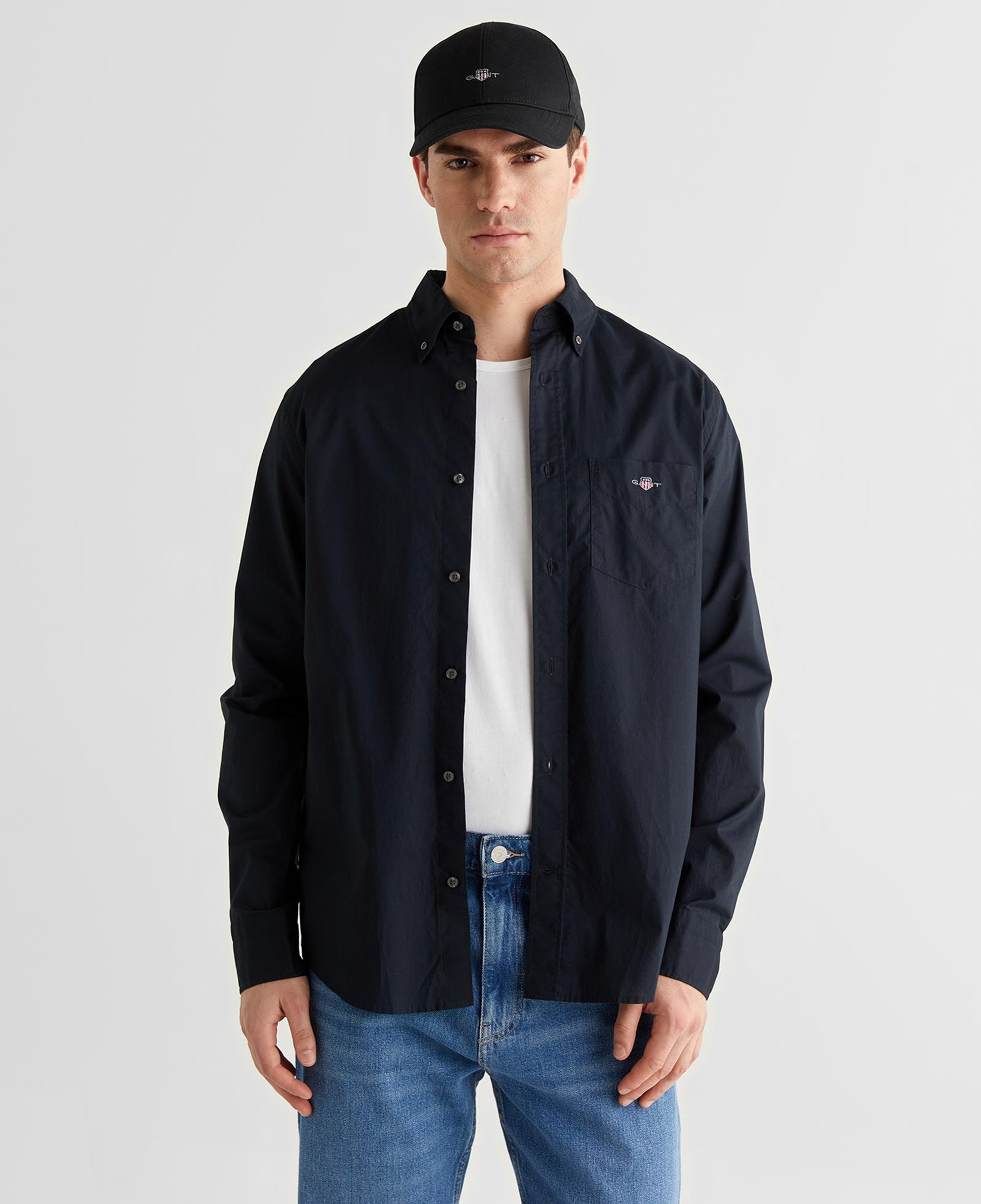 GANT Erkek Siyah Regular Fit Logolu Gömlek