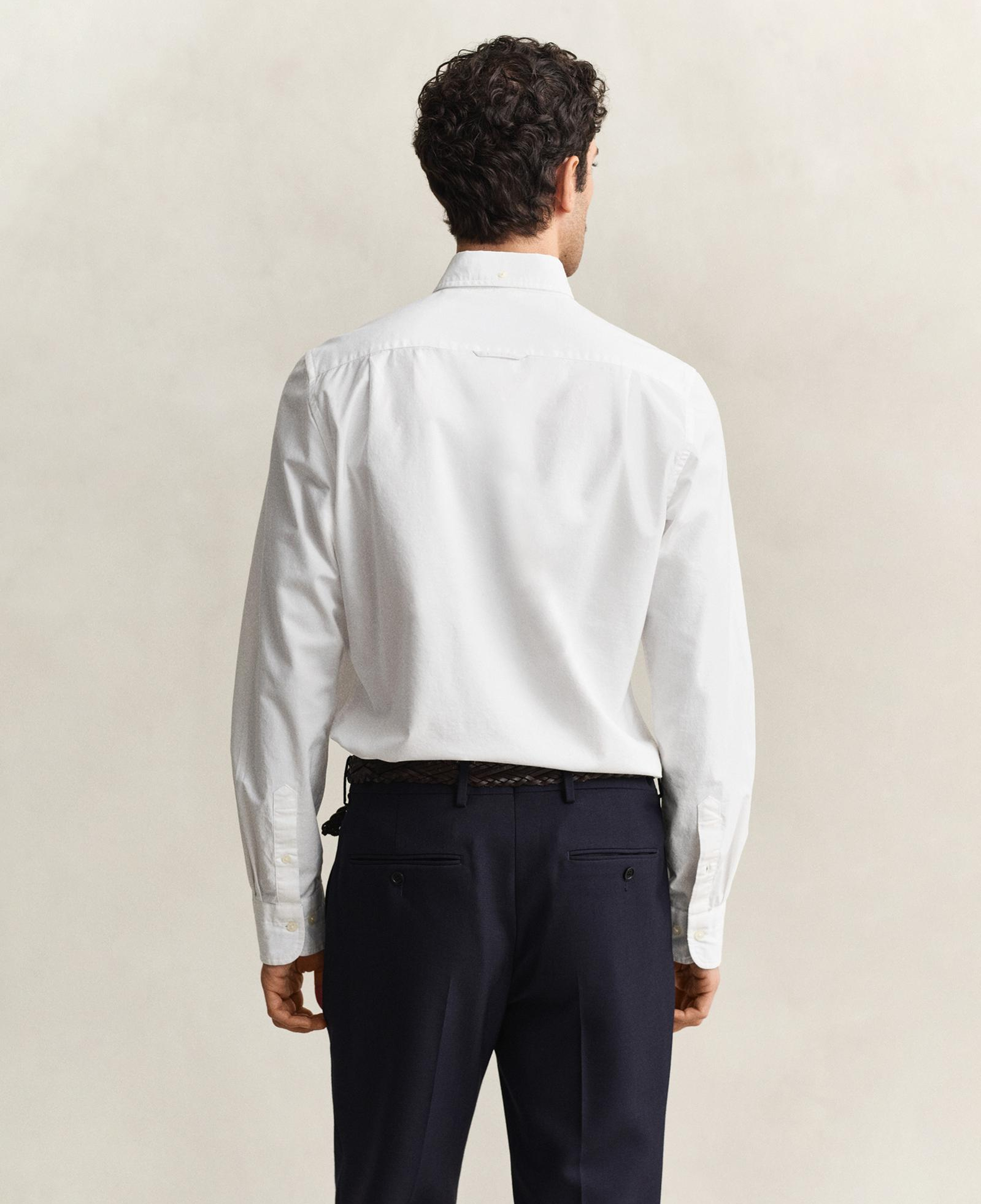 GANT Erkek Beyaz Slim Fit Çizgili Logolu Gömlek