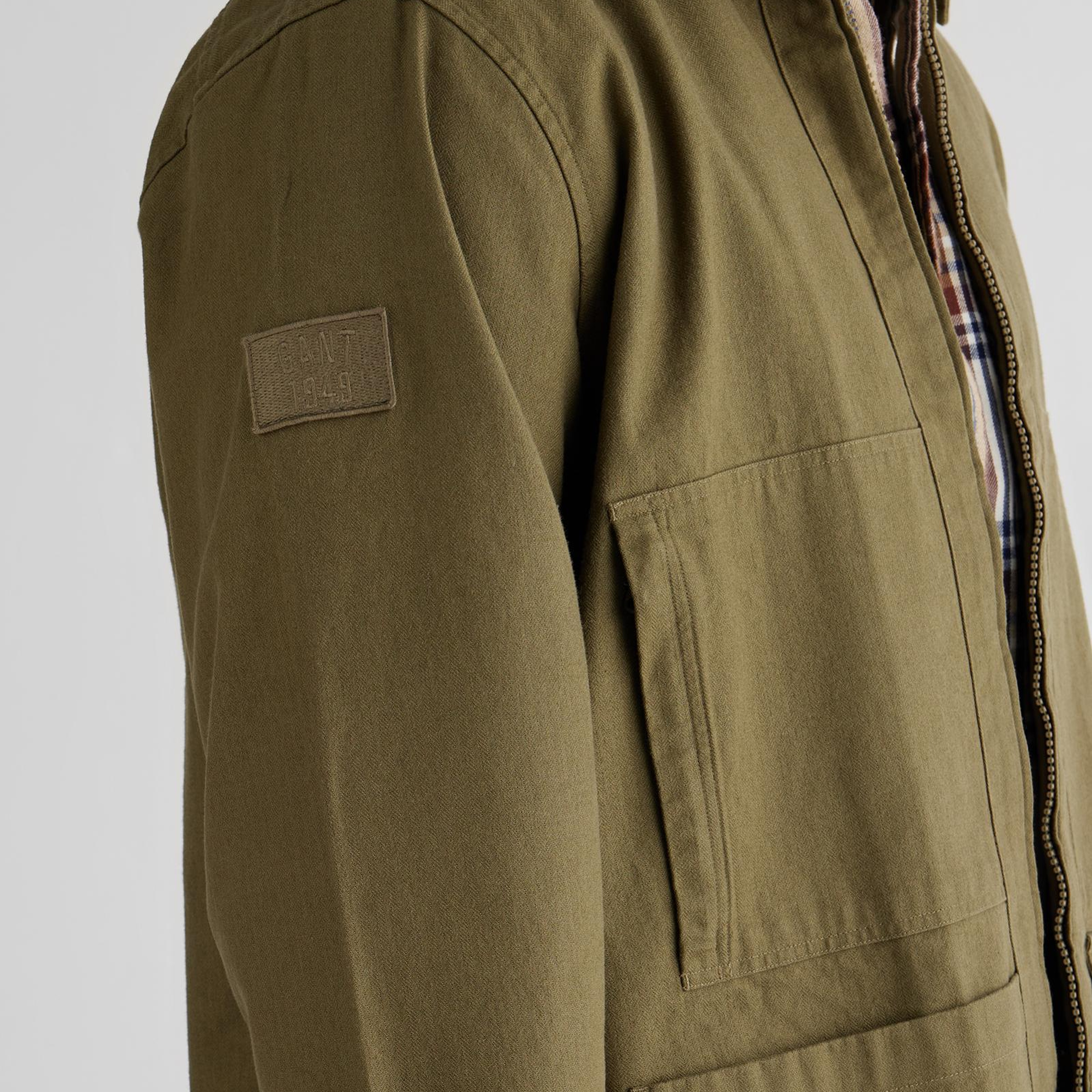 GANT Erkek Yeşil Oversize Fit Fermuarlı Logolu Gömlek