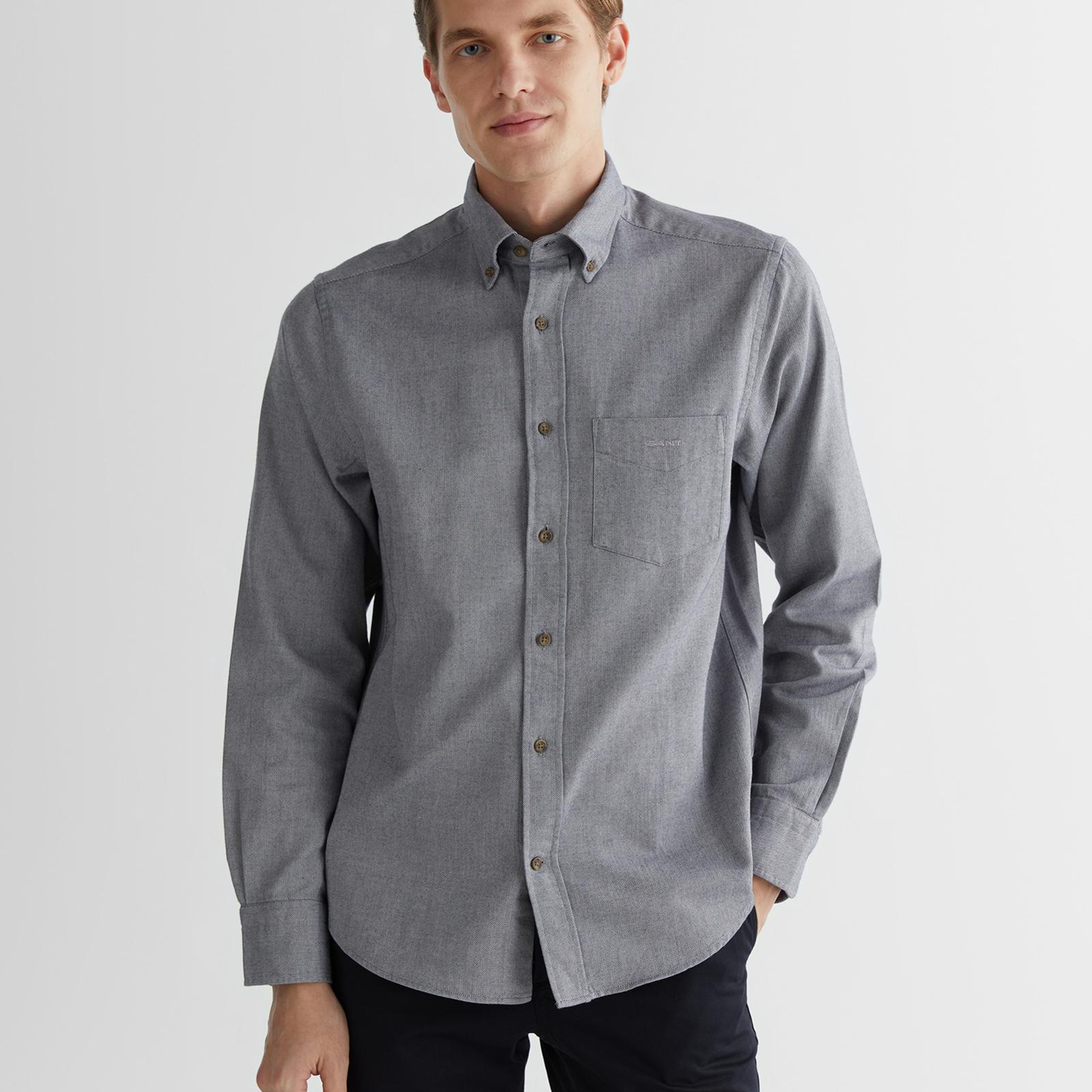 GANT Erkek Lacivert Regular Fit Düğmeli Yaka Gömlek