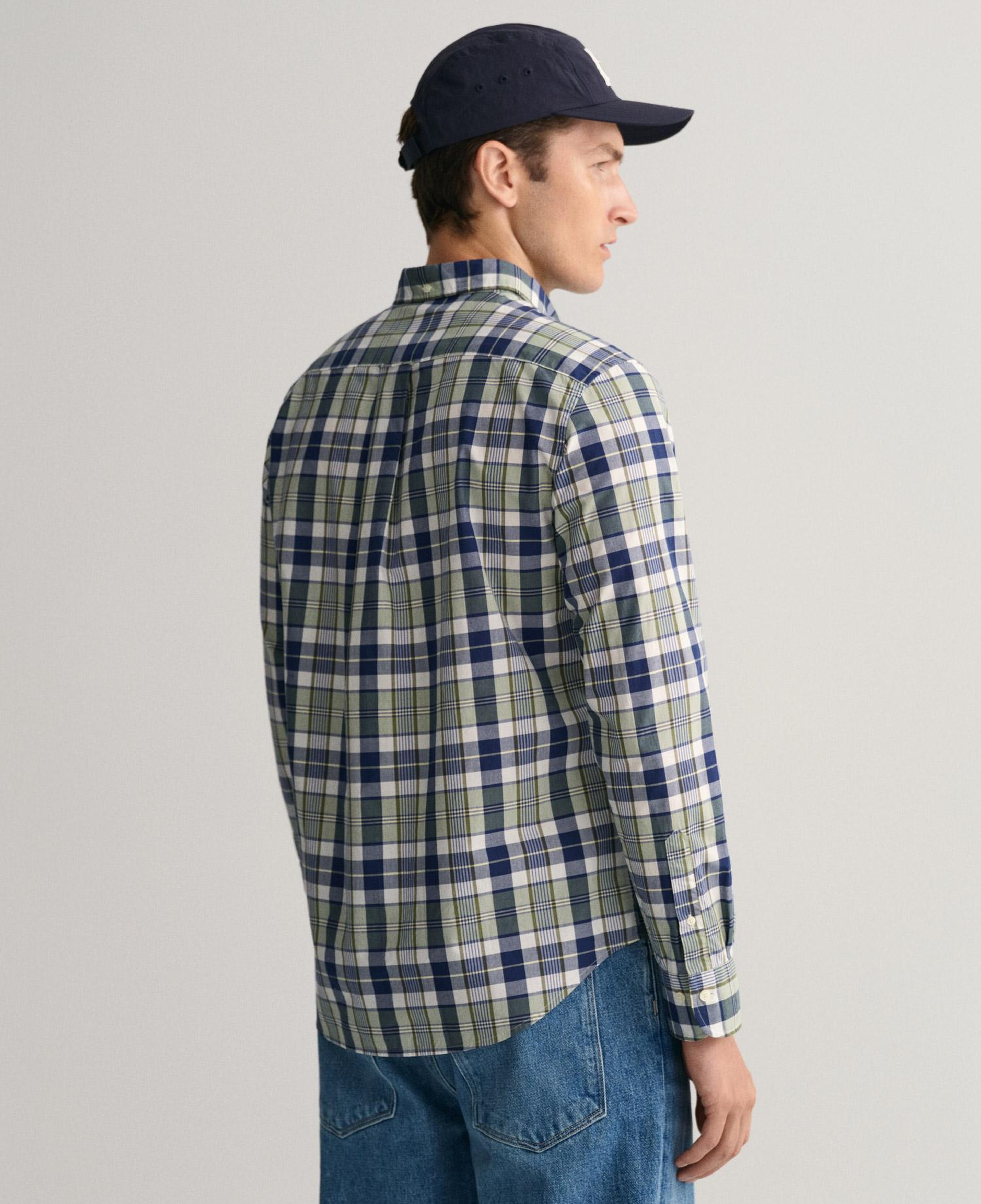 GANT Erkek Yeşil Regular Fit Düğmeli Yaka Kareli Gömlek