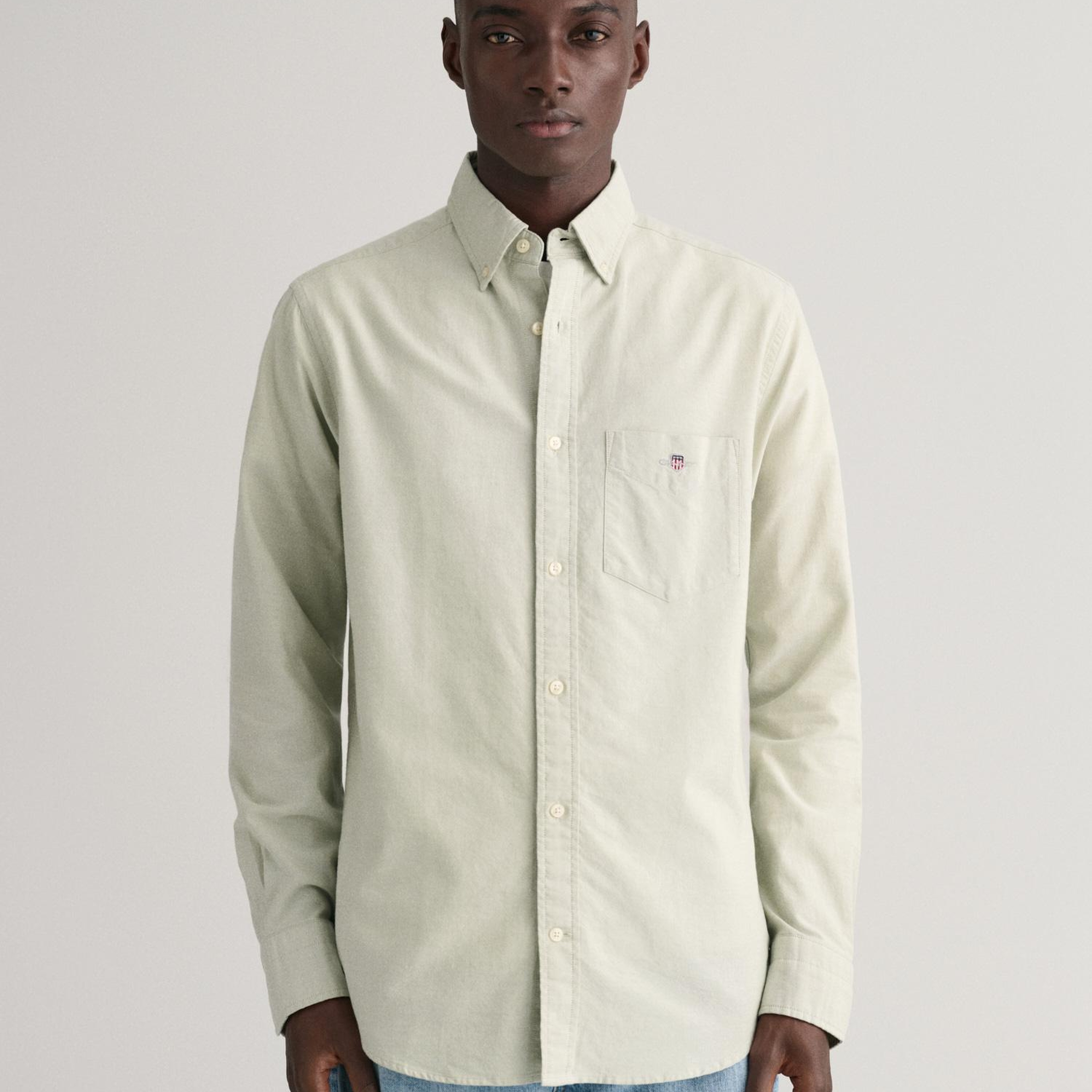 GANT Erkek Yeşil Regular Fit Düğmeli Yaka Logolu Oxford Gömlek
