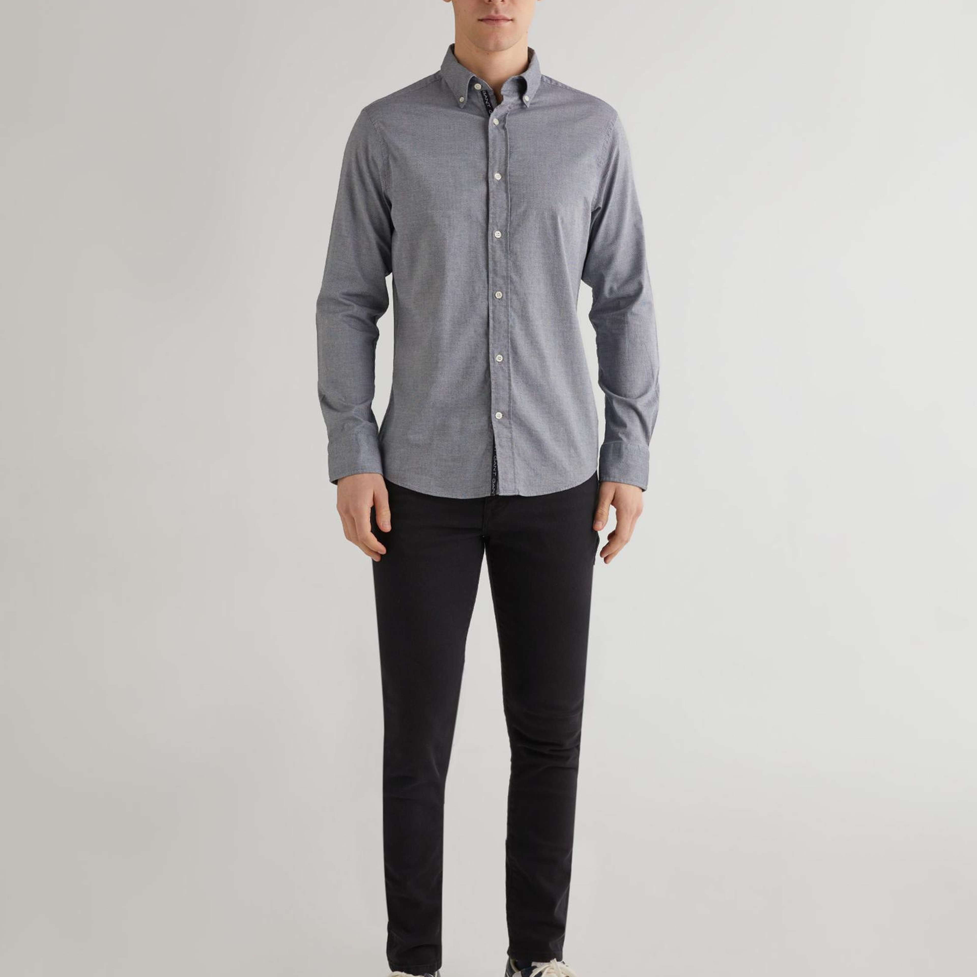 GANT Erkek Gri Regular Fit Düğmeli Yaka Gömlek