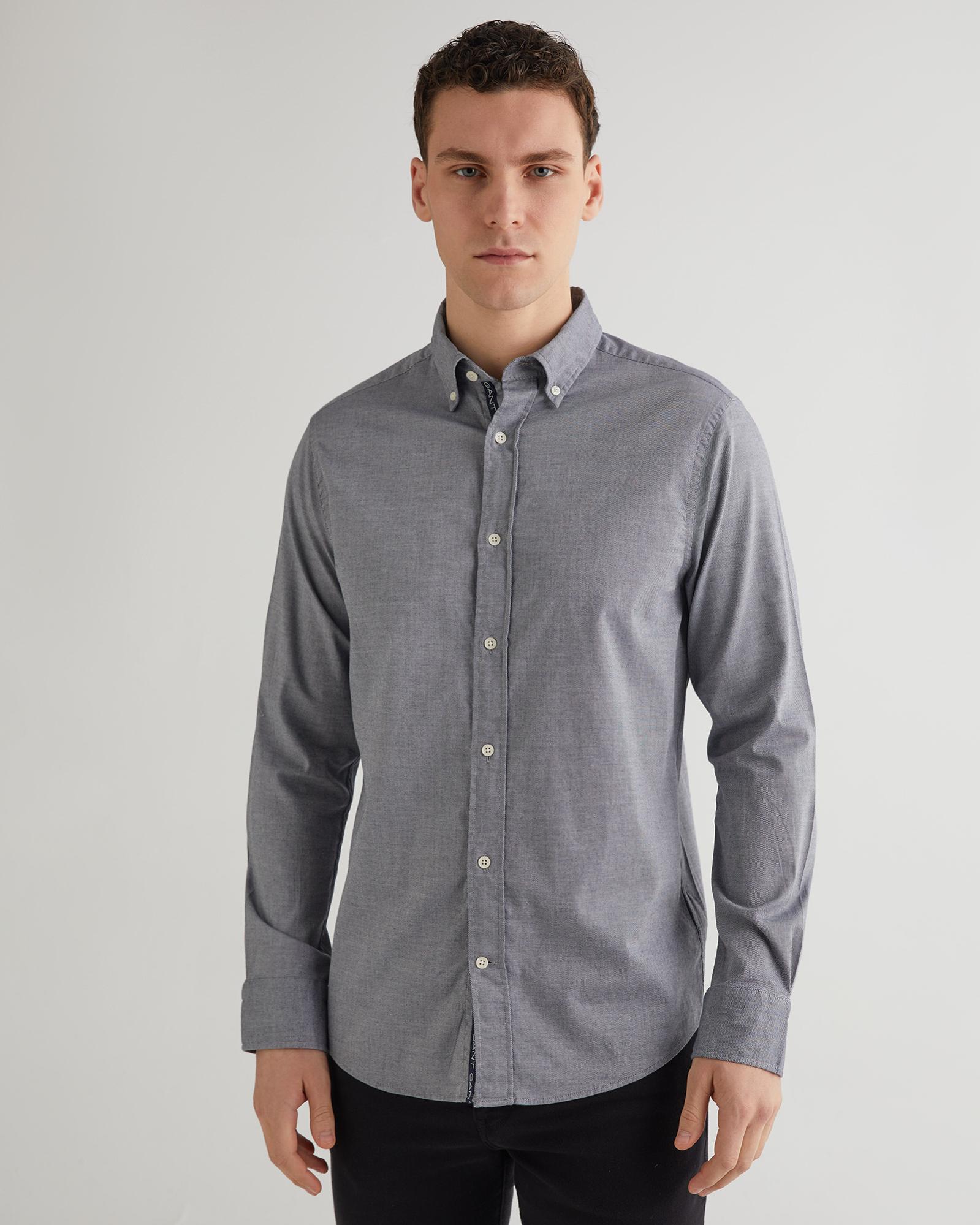 GANT Erkek Gri Regular Fit Düğmeli Yaka Gömlek