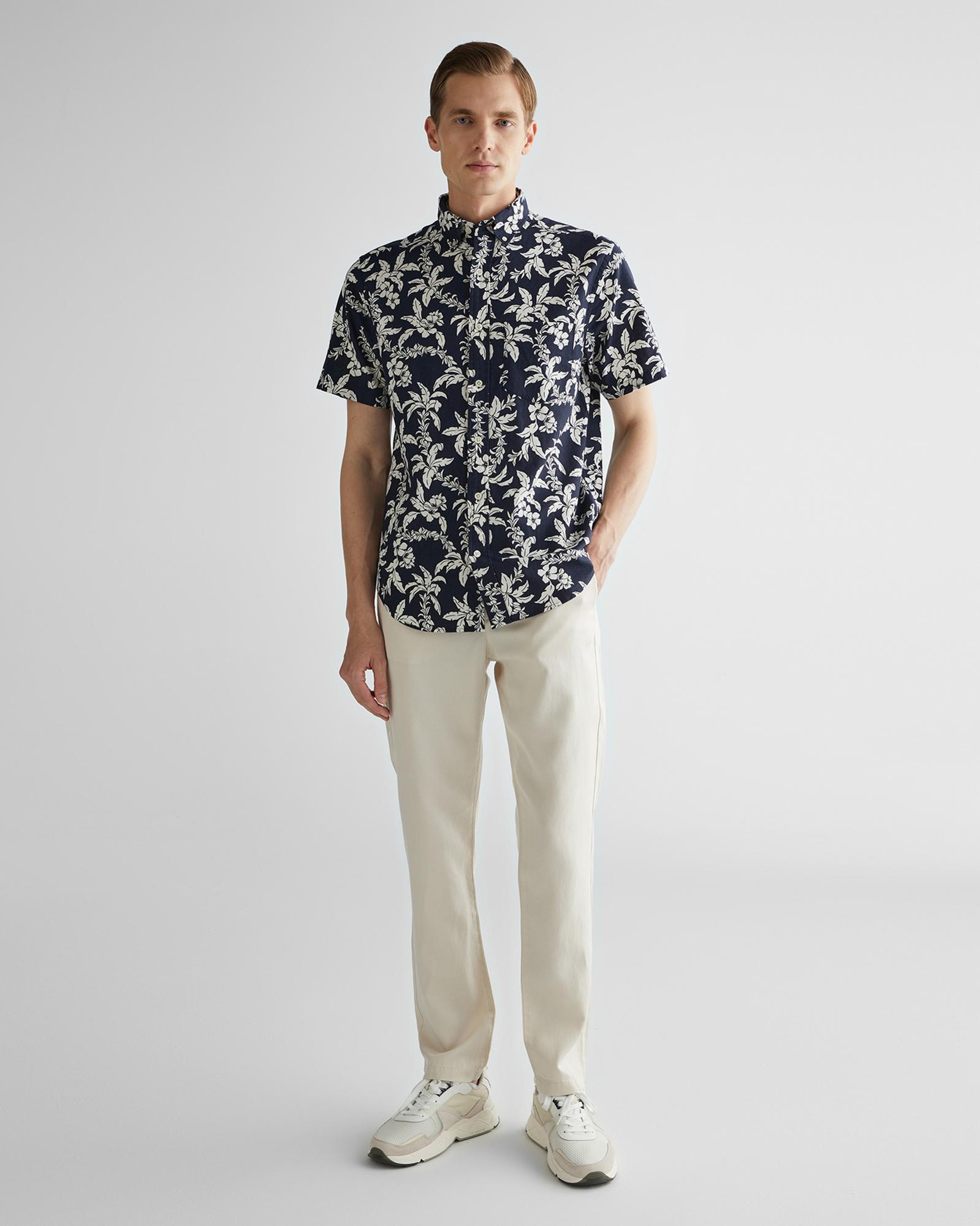 GANT Erkek Lacivert Regular Fit Klasik Yaka Desenli Gömlek