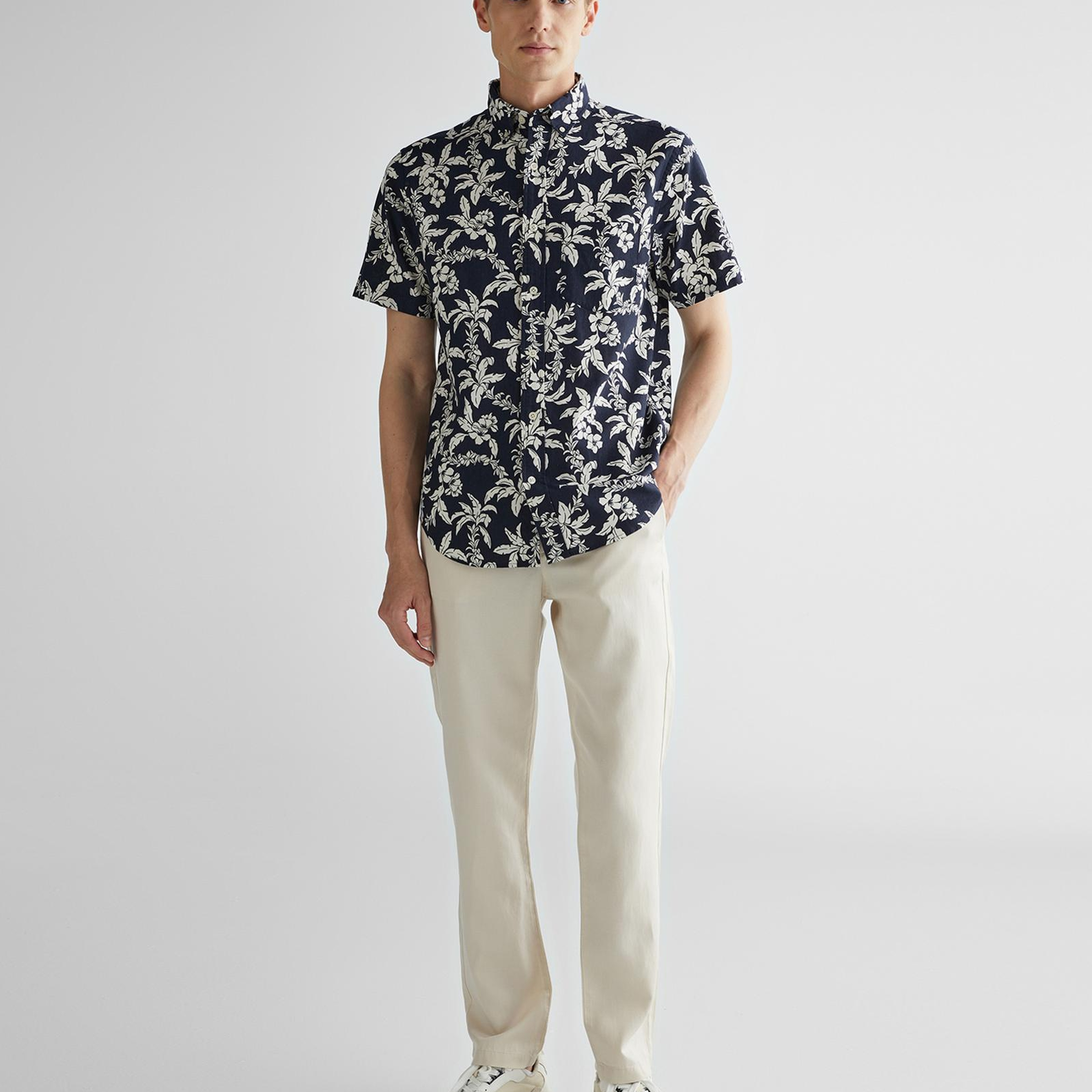 GANT Erkek Lacivert Regular Fit Klasik Yaka Desenli Gömlek