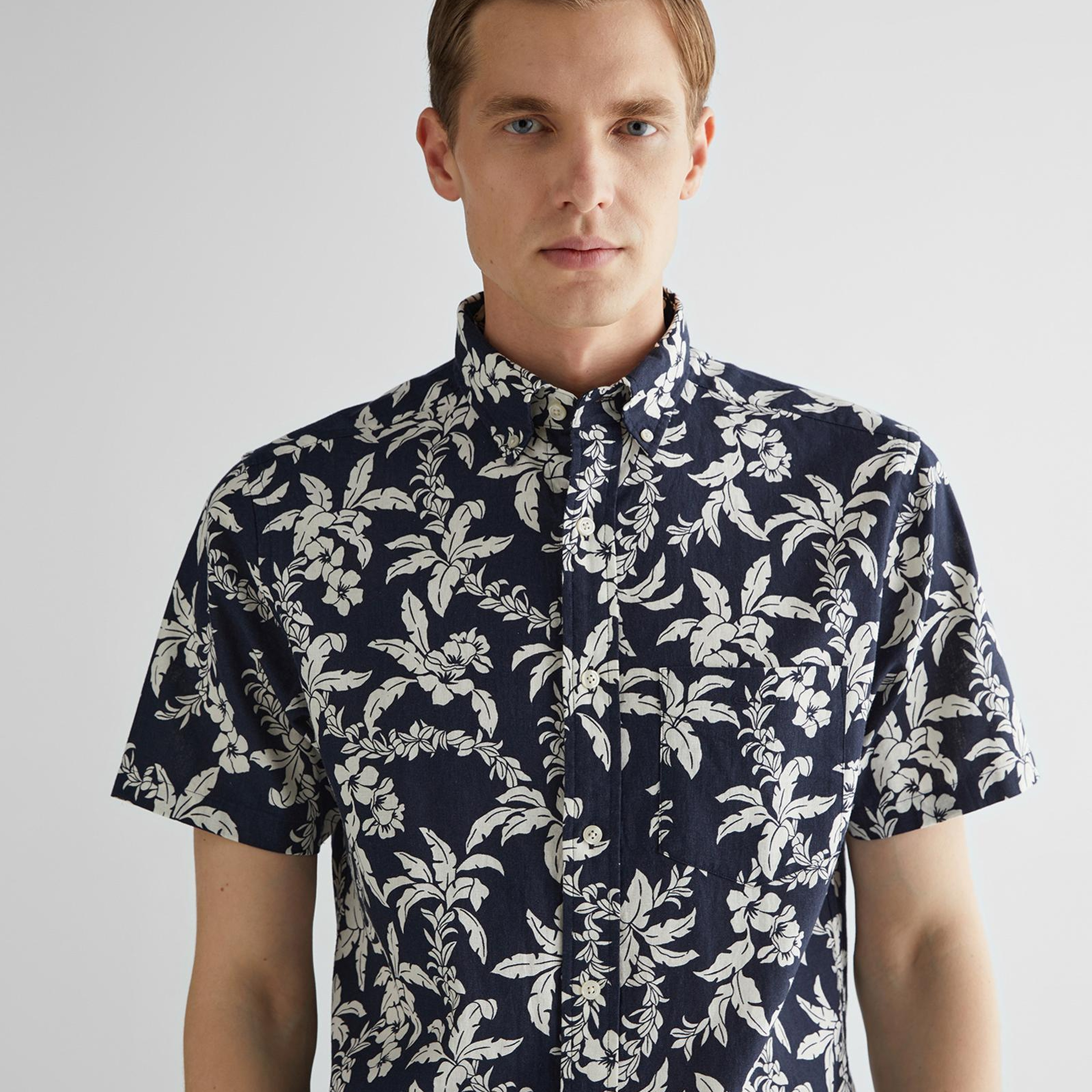 GANT Erkek Lacivert Regular Fit Klasik Yaka Desenli Gömlek