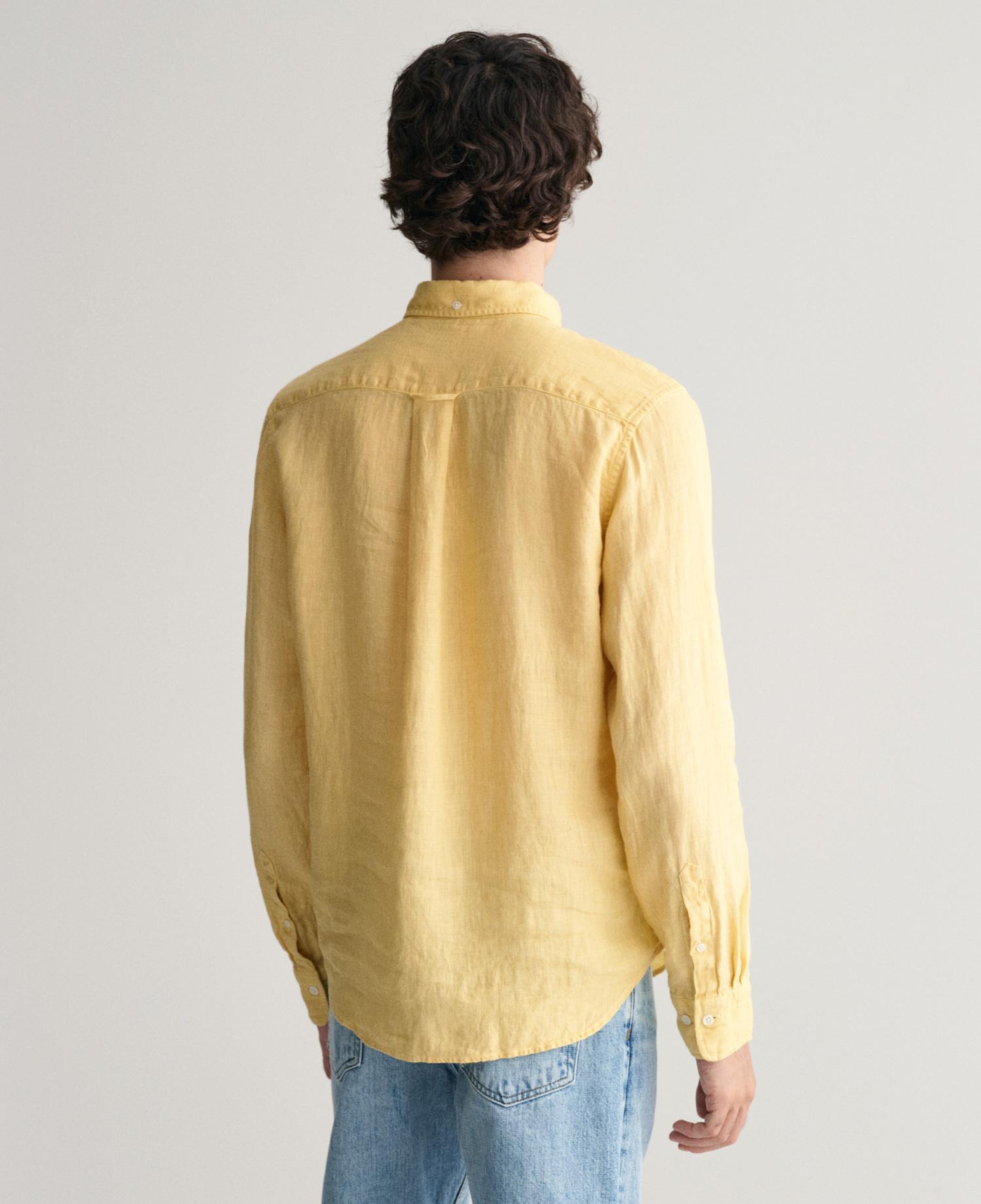 GANT Erkek Sarı Regular Fit Düğmeli Yaka Keten Gömlek
