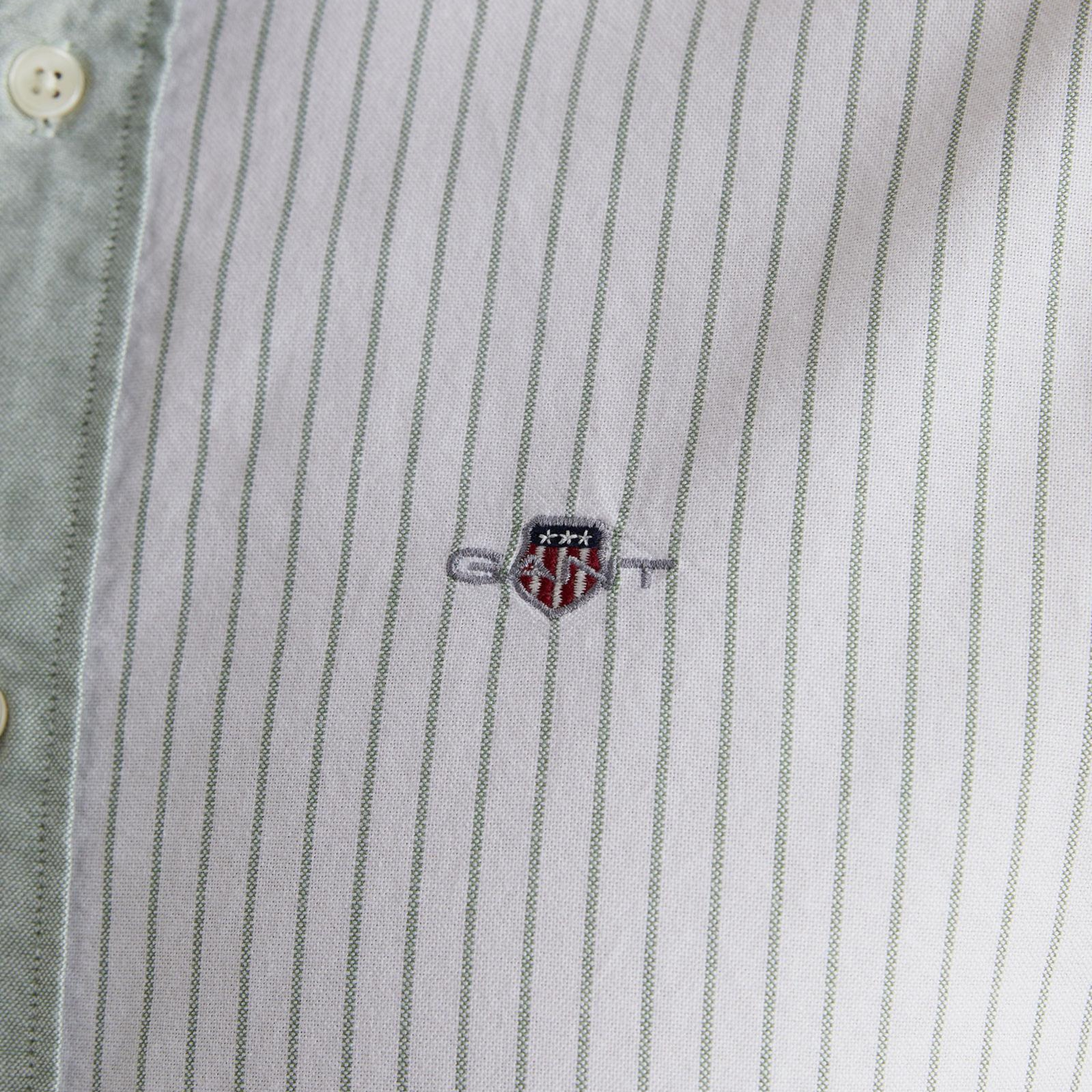 GANT Erkek Yeşil Regular Fit Klasik Yaka Çizgili Gömlek