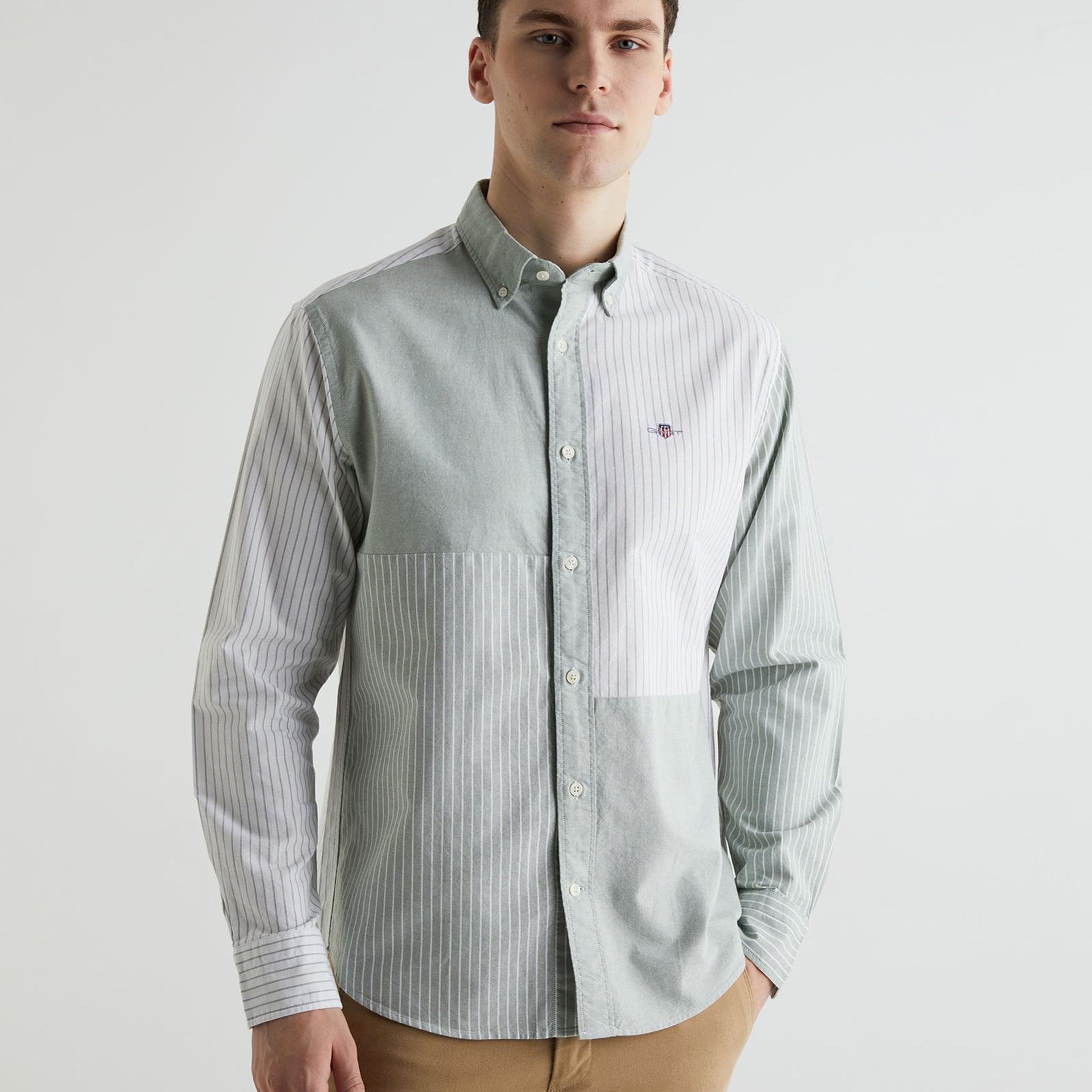 GANT Erkek Yeşil Regular Fit Klasik Yaka Çizgili Gömlek