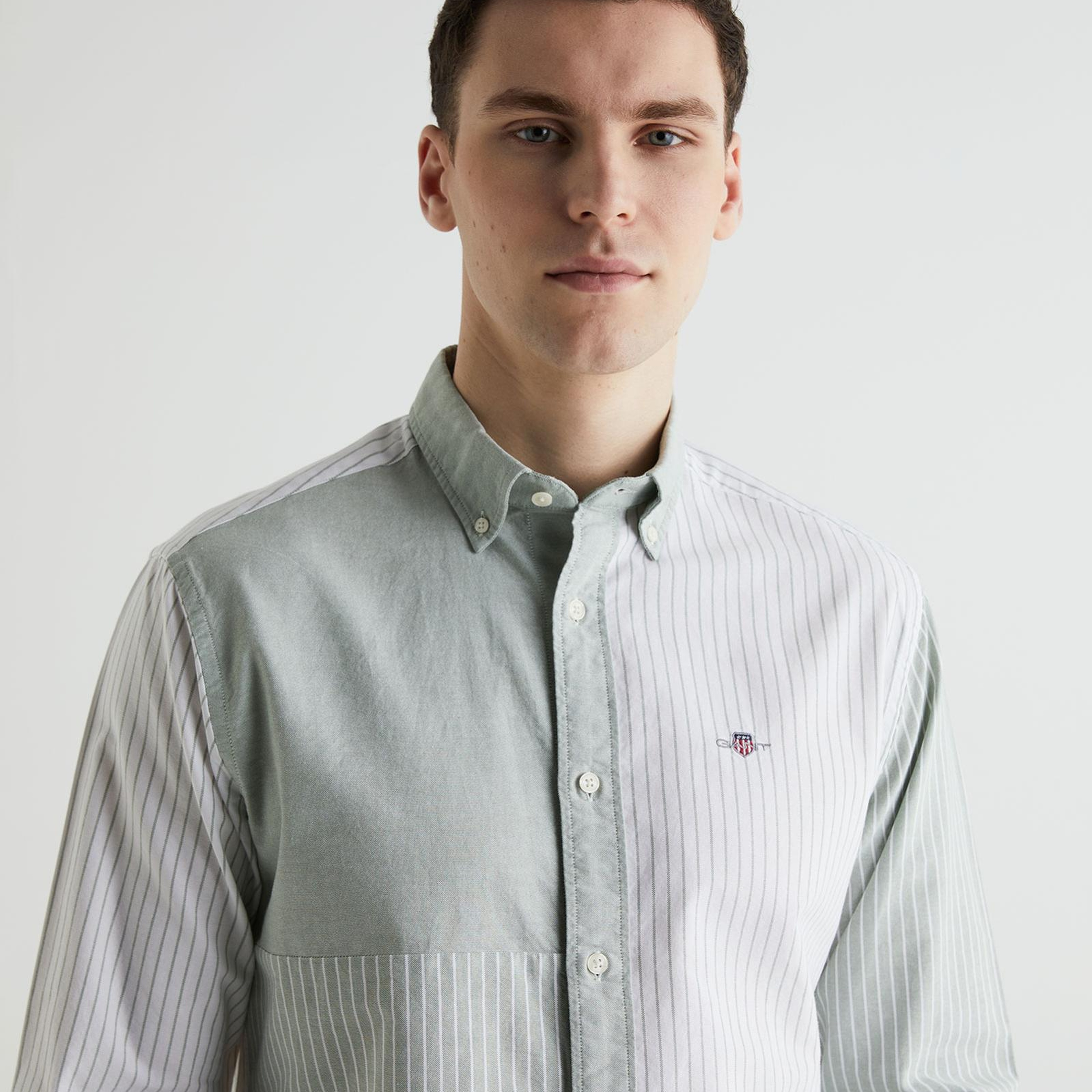 GANT Erkek Yeşil Regular Fit Klasik Yaka Çizgili Gömlek