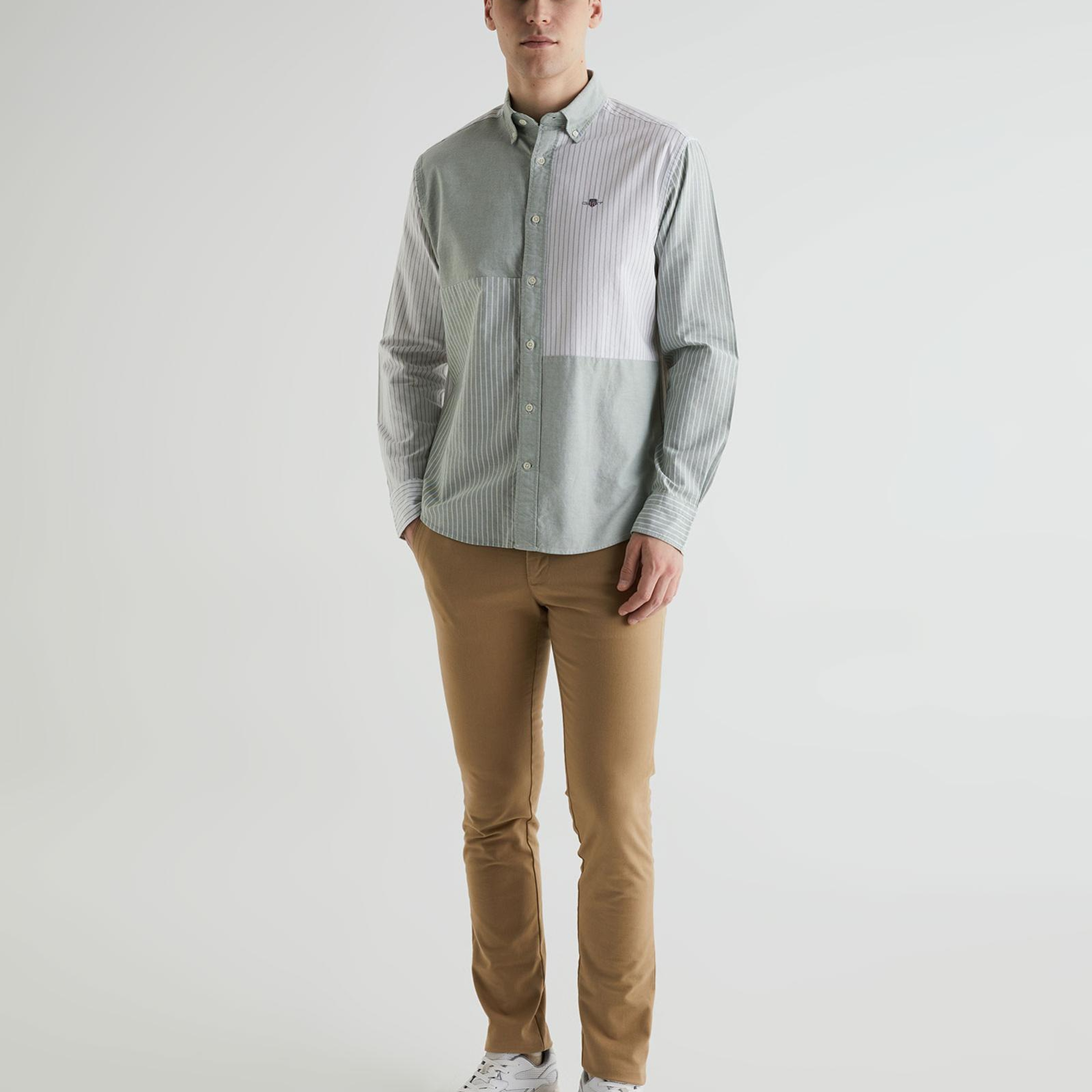 GANT Erkek Yeşil Regular Fit Klasik Yaka Çizgili Gömlek