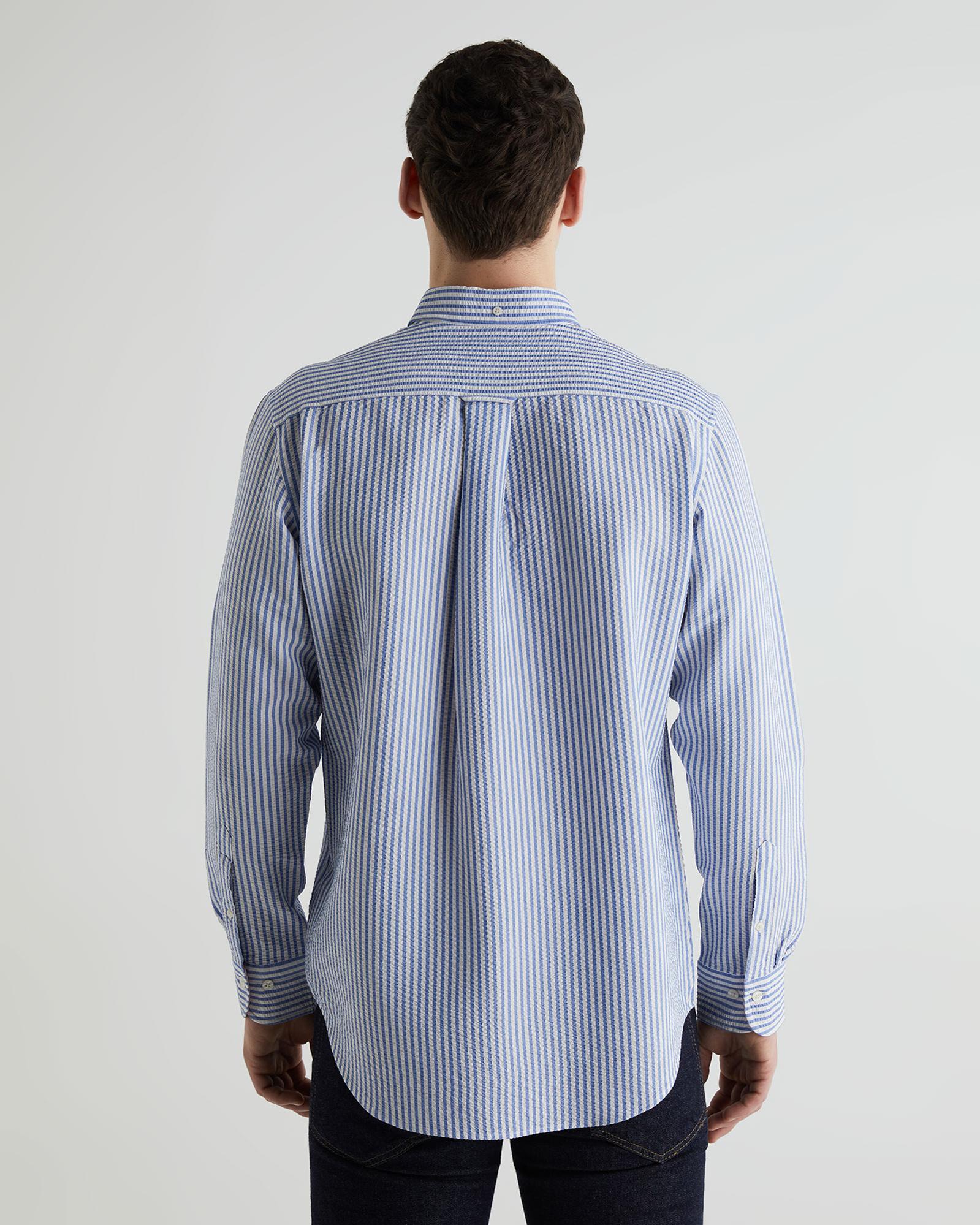 GANT Erkek Mavi Regular Fit Çizgili Logolu Gömlek