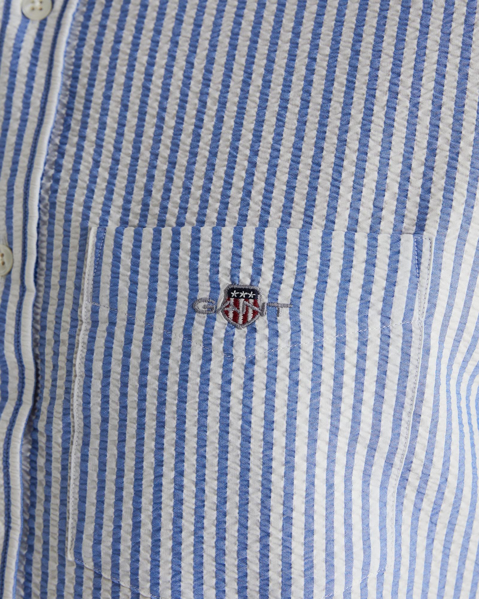 GANT Erkek Mavi Regular Fit Çizgili Logolu Gömlek