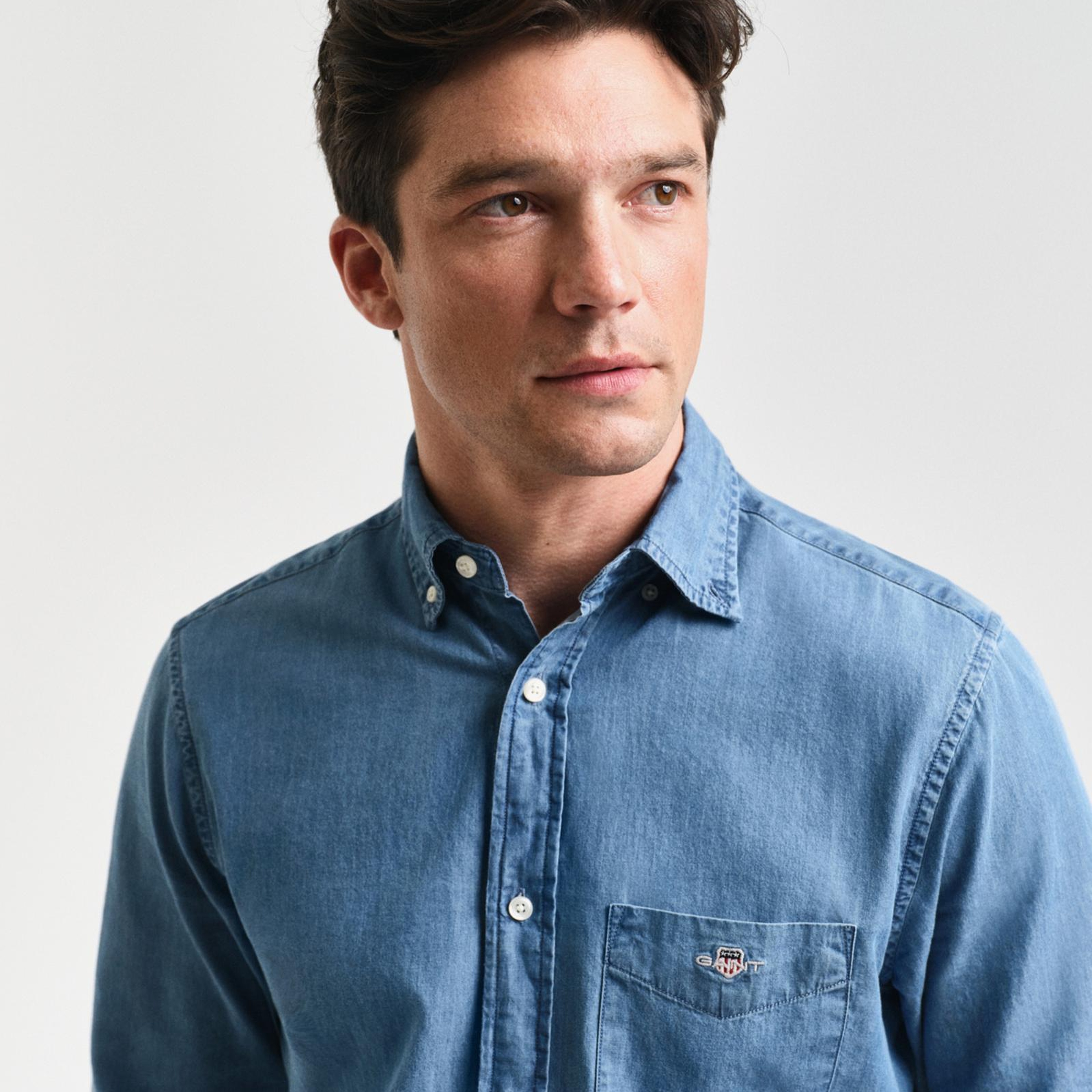 GANT Erkek Mavi Regular Fit Düğmeli Yaka Gömlek