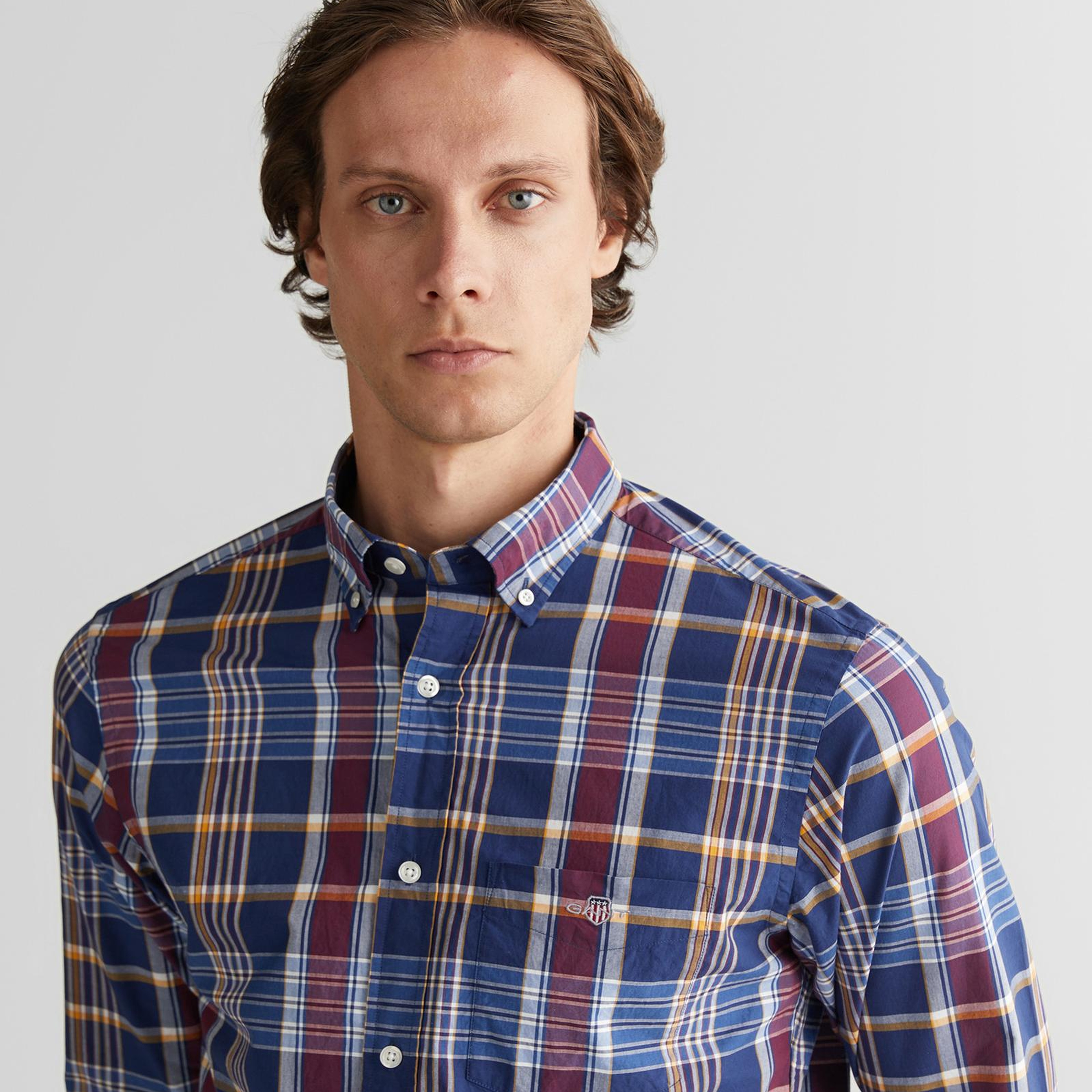 GANT Erkek Yeşil Regular Fit Düğmeli Yaka Çizgili Gömlek