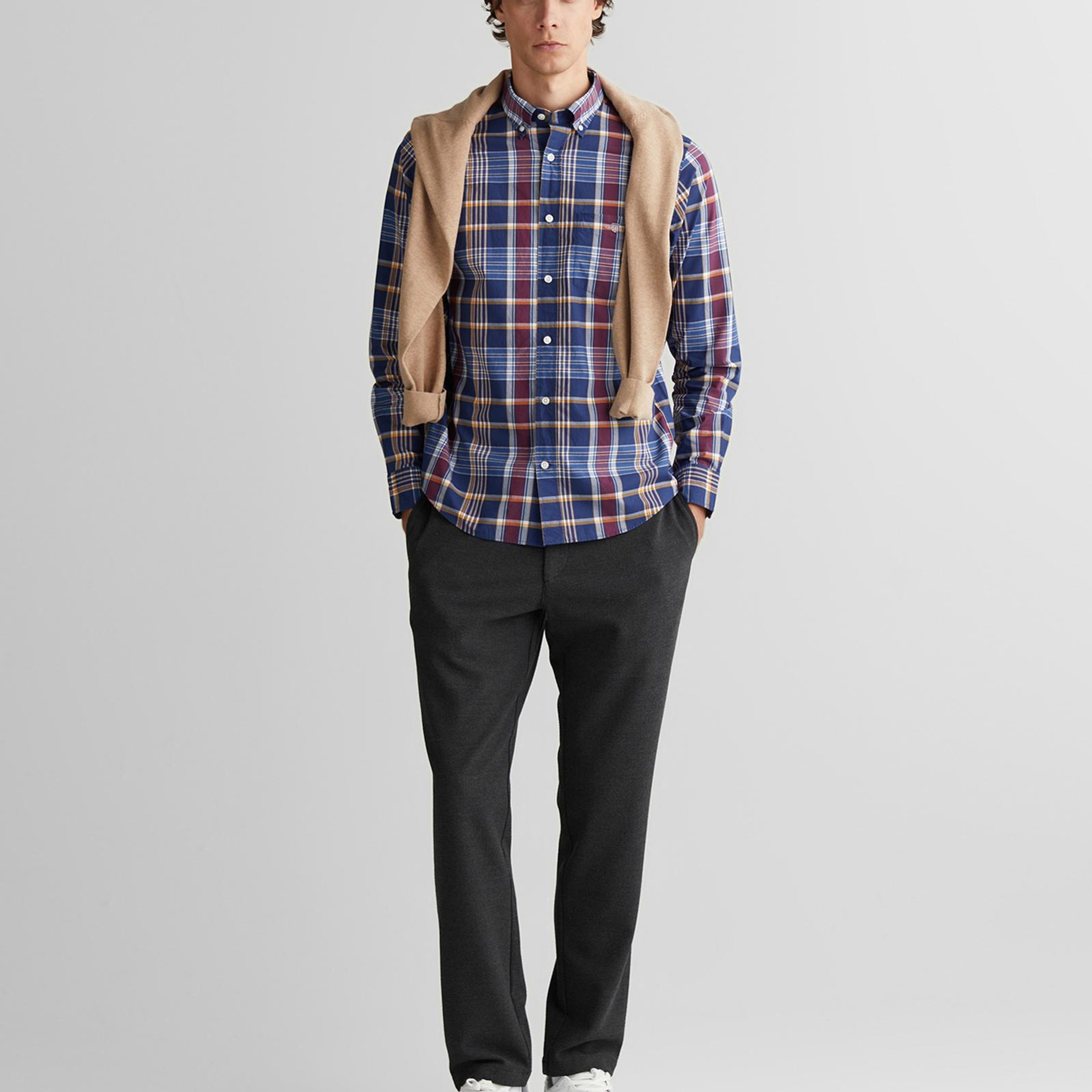 GANT Erkek Yeşil Regular Fit Düğmeli Yaka Çizgili Gömlek