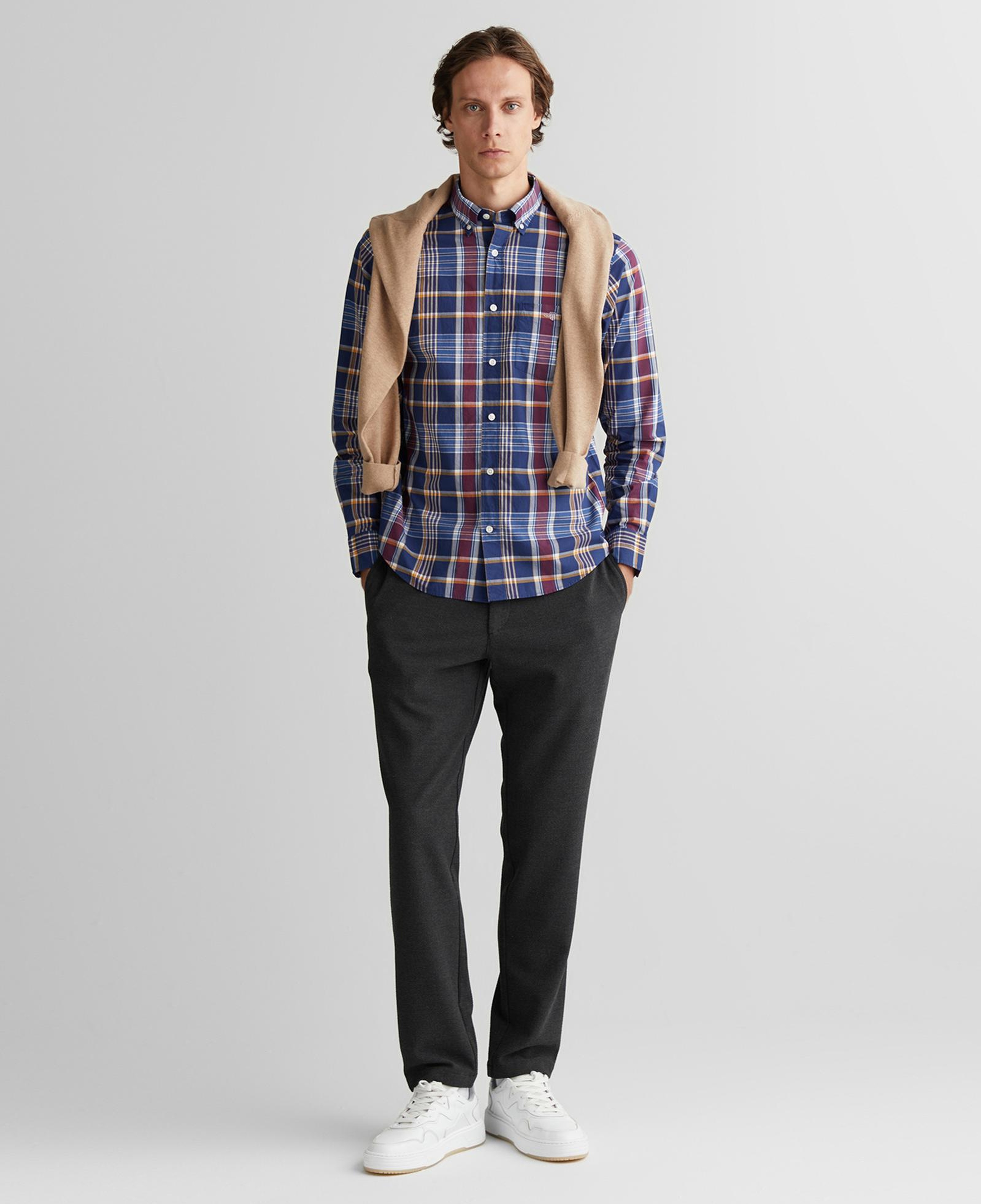 GANT Erkek Yeşil Regular Fit Düğmeli Yaka Çizgili Gömlek