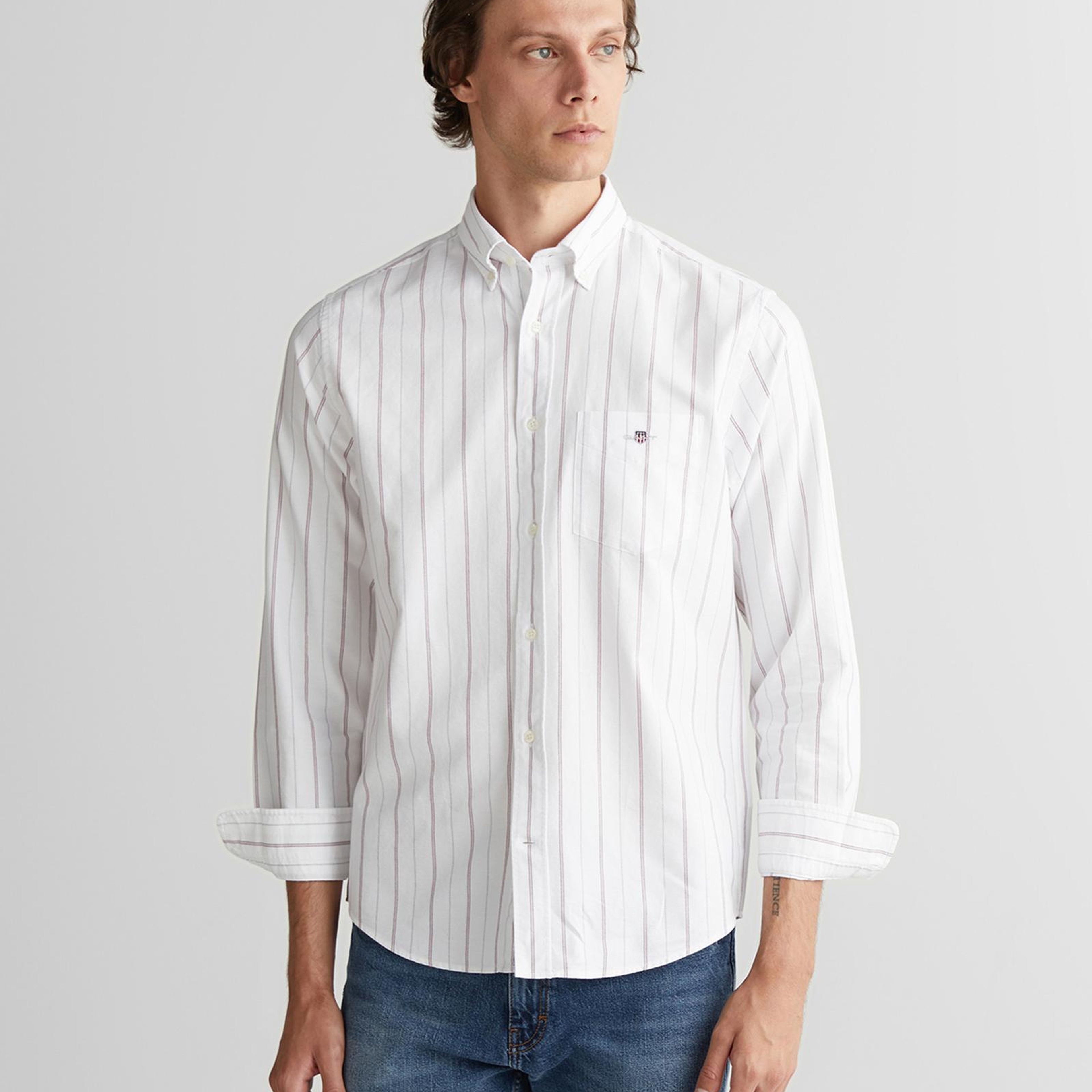 GANT Erkek Beyaz Regular Fit Düğmeli Gömlek