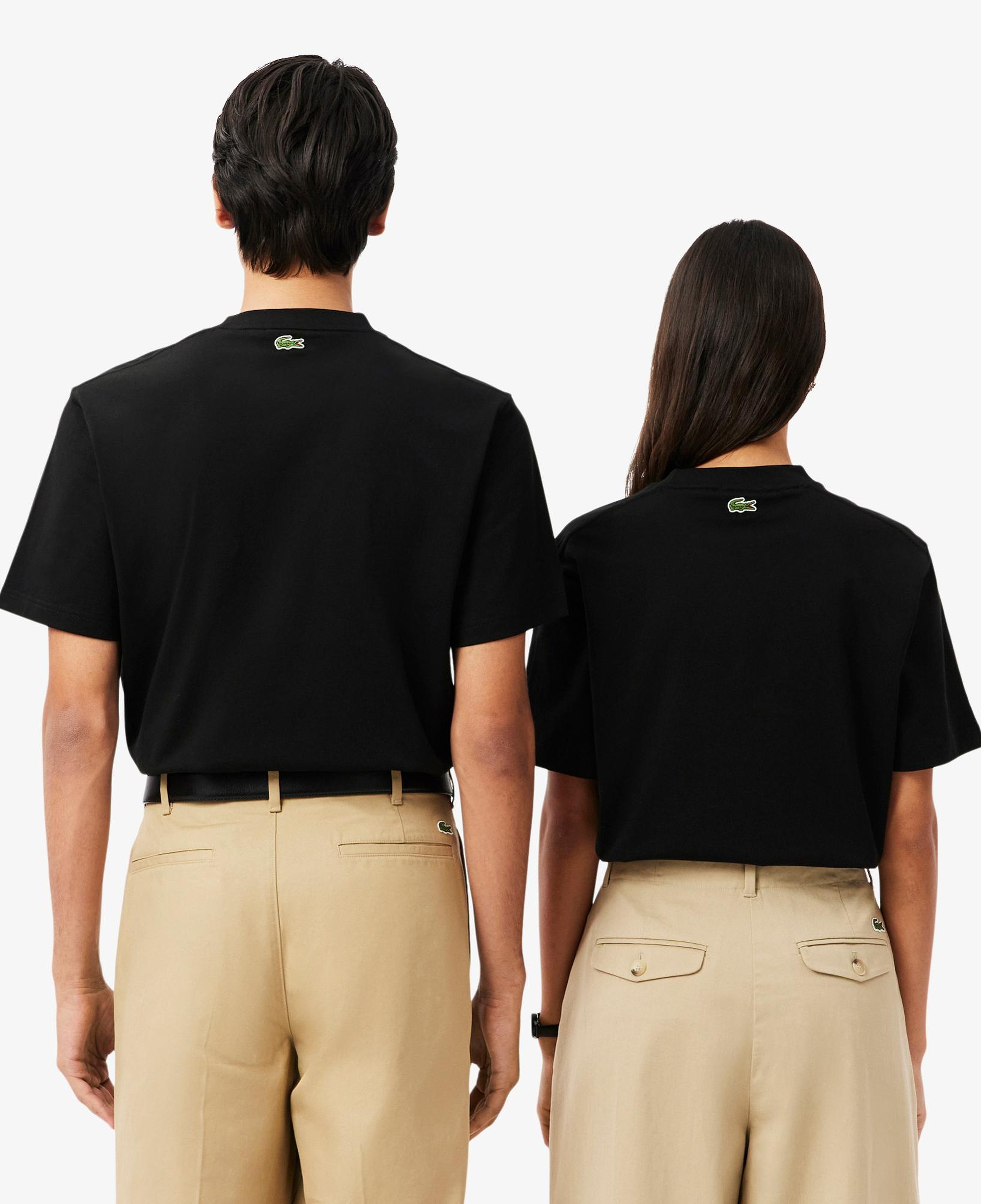 Lacoste Signature Print Paris Unisex Siyah T-Shirt