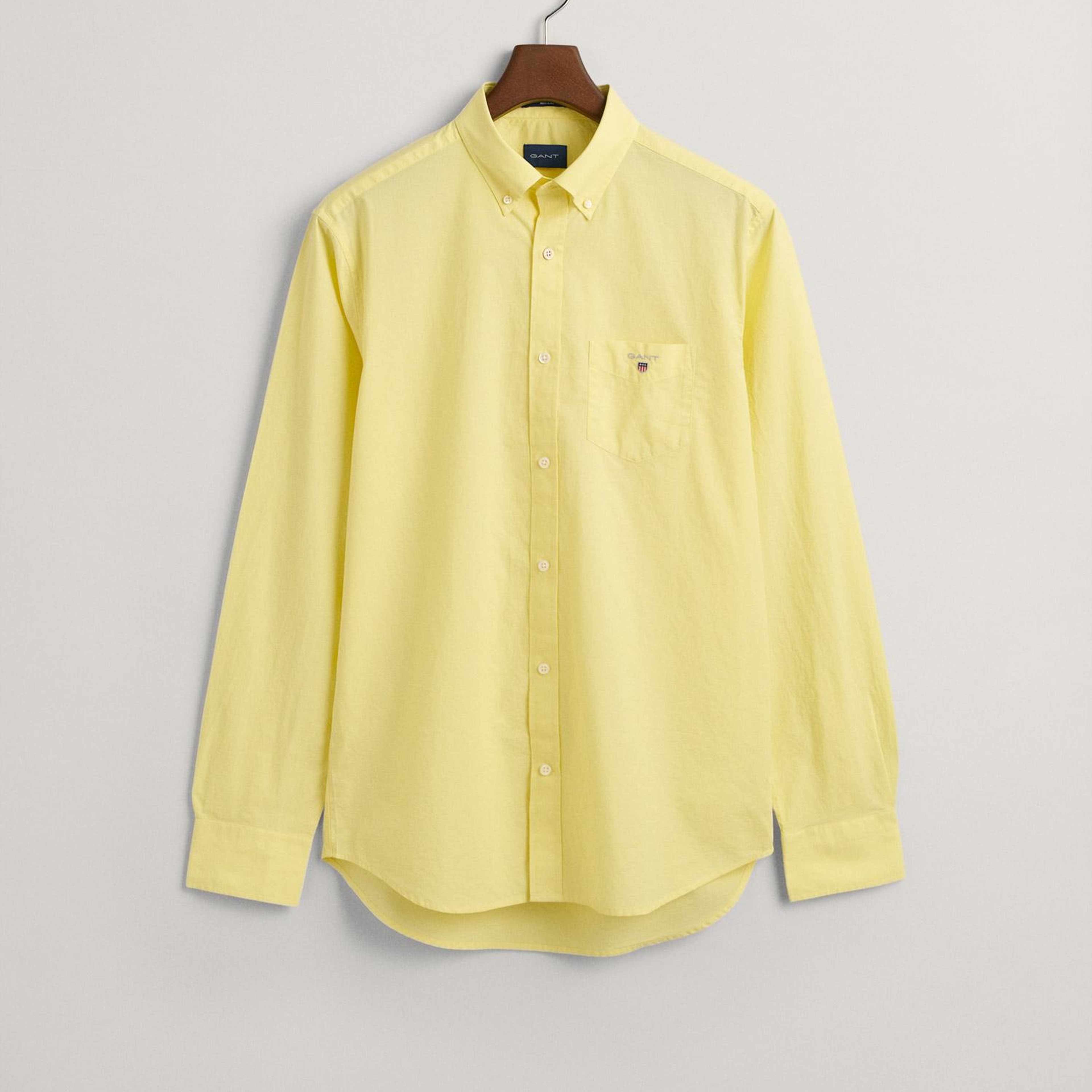 GANT Erkek Sarı Regular Fit Düğmeli Yaka Broadcloth Gömlek