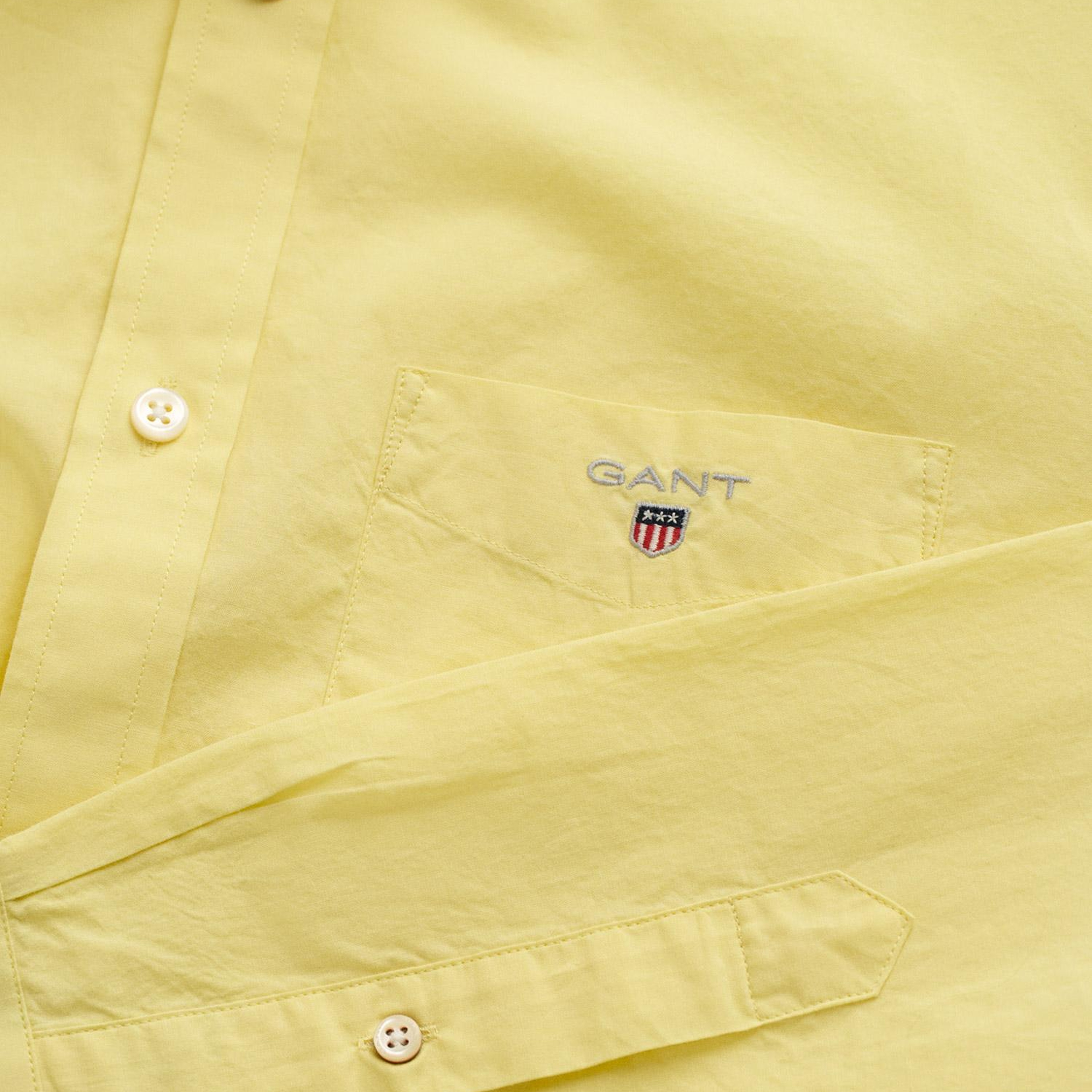 GANT Erkek Sarı Regular Fit Düğmeli Yaka Broadcloth Gömlek