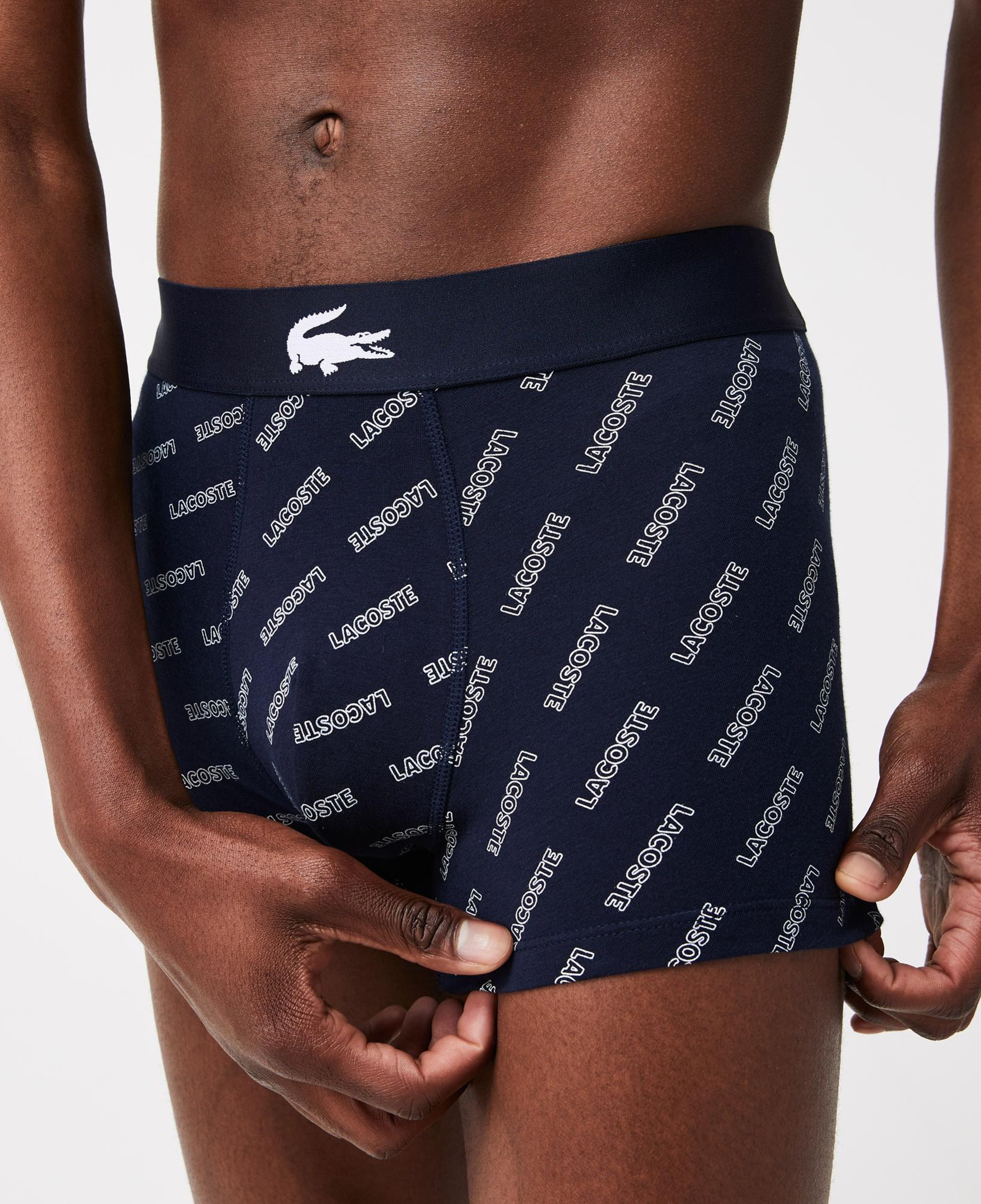 Lacoste Erkek Desenli 3'lü Lacivert Boxer
